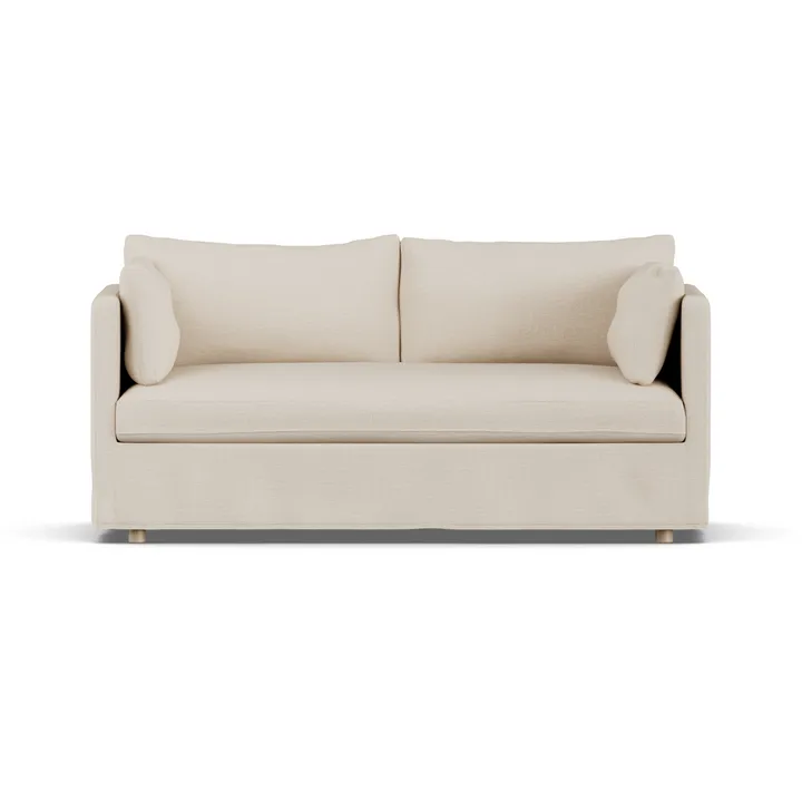 Linnevik καναπές - Same Beige 6670-Λευκή λαδωμένη δρυς, 2 θέσεων, με φούστα - 1898
