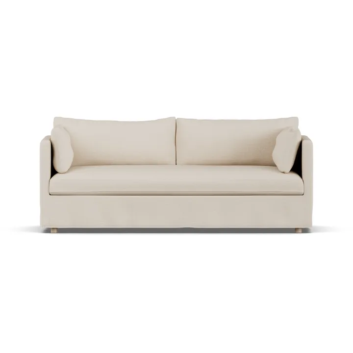 Linnevik καναπές - Same Beige 6670-Λευκή λαδωμένη δρυς, 3 θέσεων, με φούστα - 1898