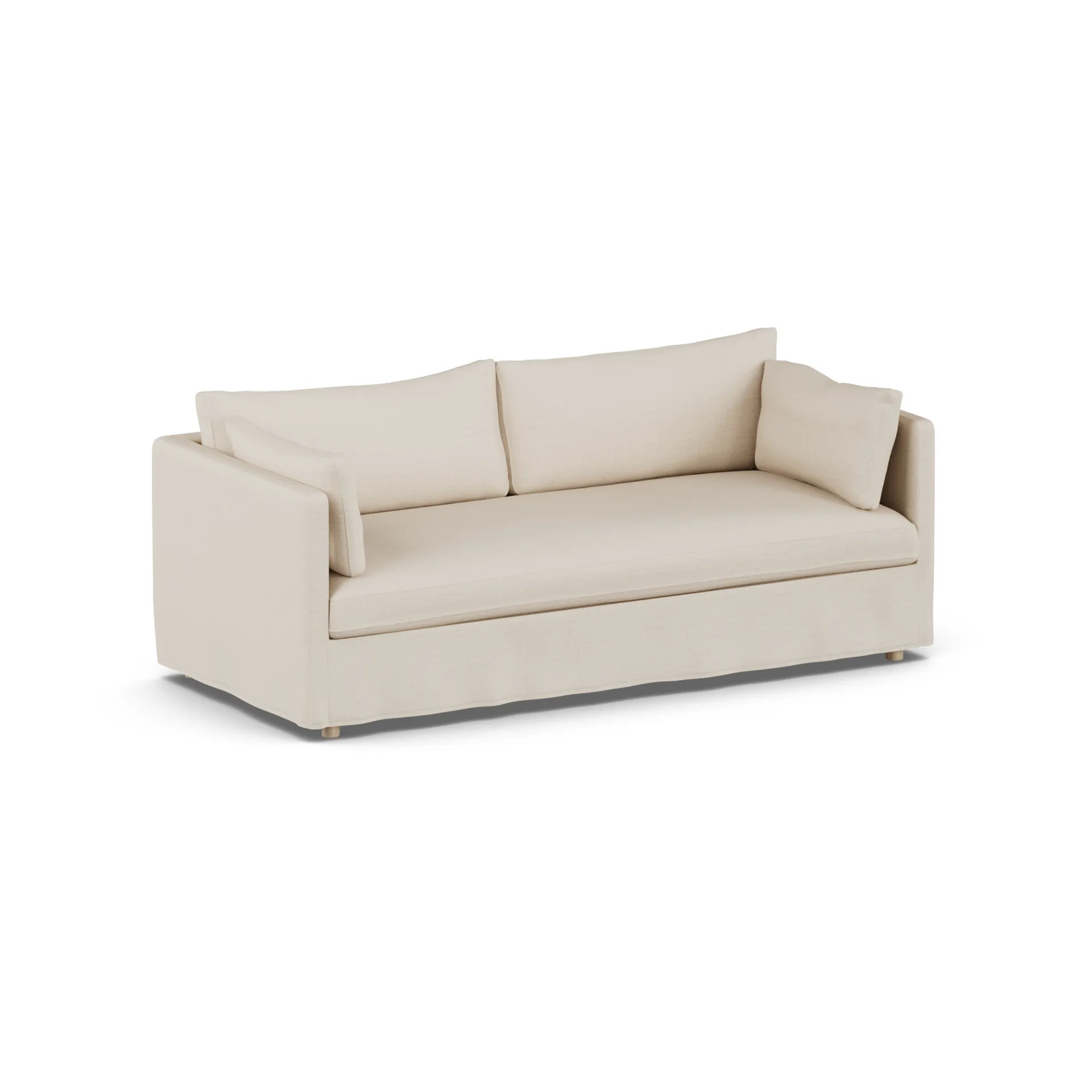 Linnevik καναπές, Same Beige 6670-Λευκή λαδωμένη δρυς, 3 θέσεων, με φούστα 1898