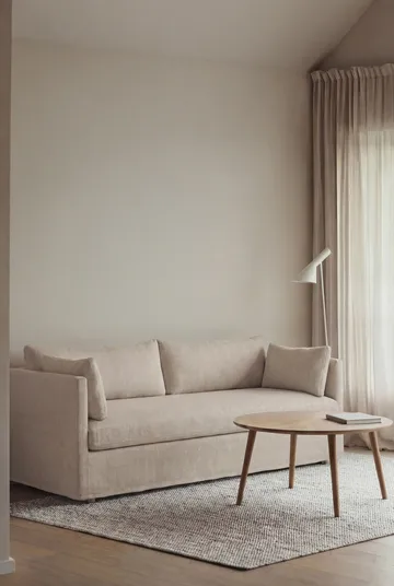 Linnevik καναπές - Same Beige 6670-Λευκή λαδωμένη δρυς, 3 θέσεων, με φούστα - 1898