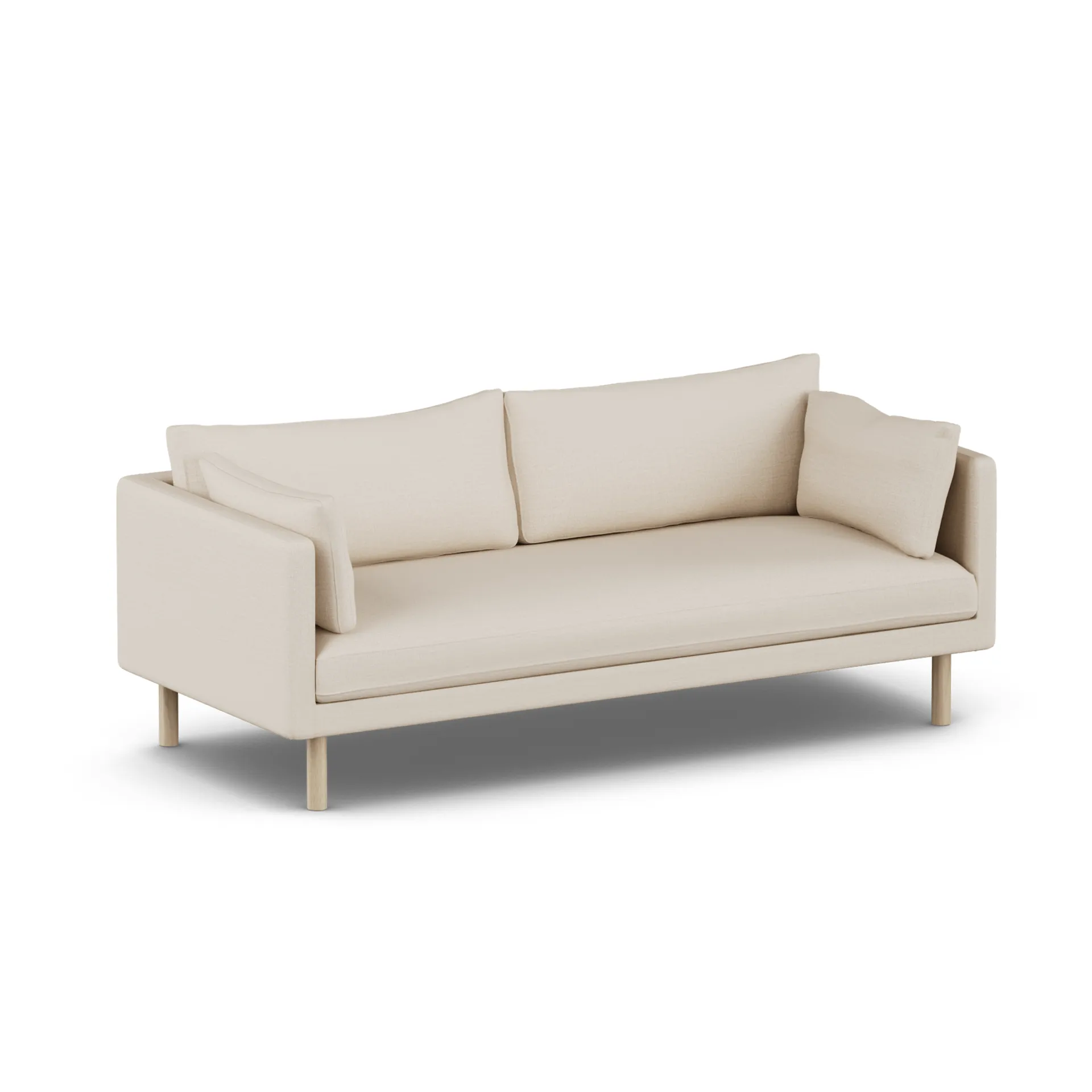 Linnevik καναπές, Same Beige 6670-Λευκή λαδωμένη δρυς, 3 θέσεων, χωρίς φούστα 1898