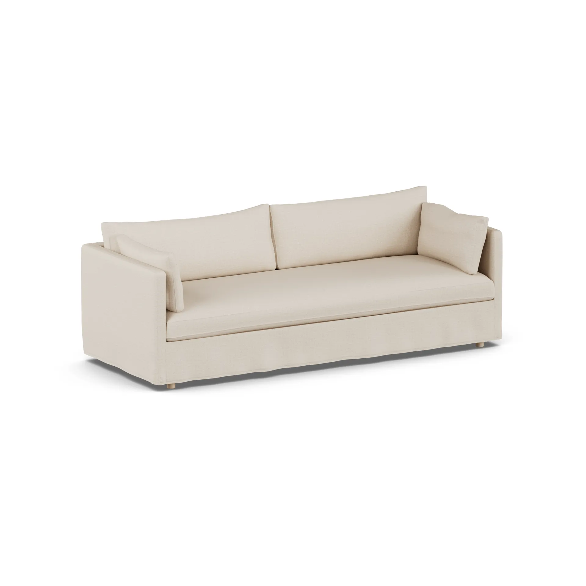 Linnevik καναπές, Same Beige 6670-Λευκή λαδωμένη δρυς, 4 θέσεων, με φούστα 1898