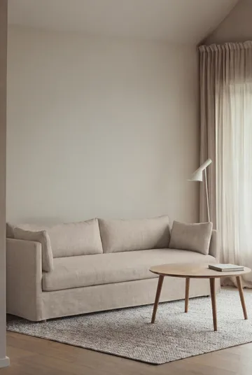 Linnevik καναπές - Same Beige 6670-Λευκή λαδωμένη δρυς, 4 θέσεων, με φούστα - 1898