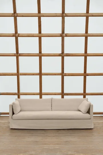 Linnevik καναπές - Same Beige 6670-Λευκή λαδωμένη δρυς, 4 θέσεων, με φούστα - 1898