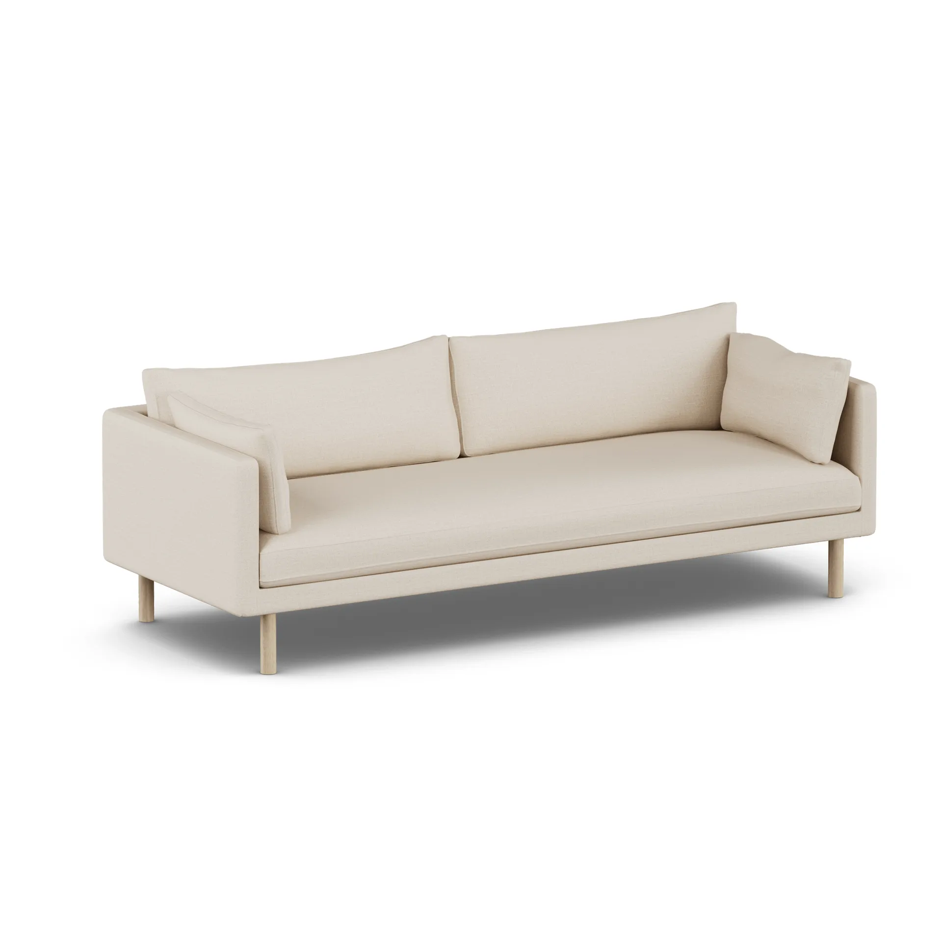 Linnevik καναπές, Same Beige 6670-Λευκή λαδωμένη δρυς, 4 θέσεων, χωρίς φούστα 1898