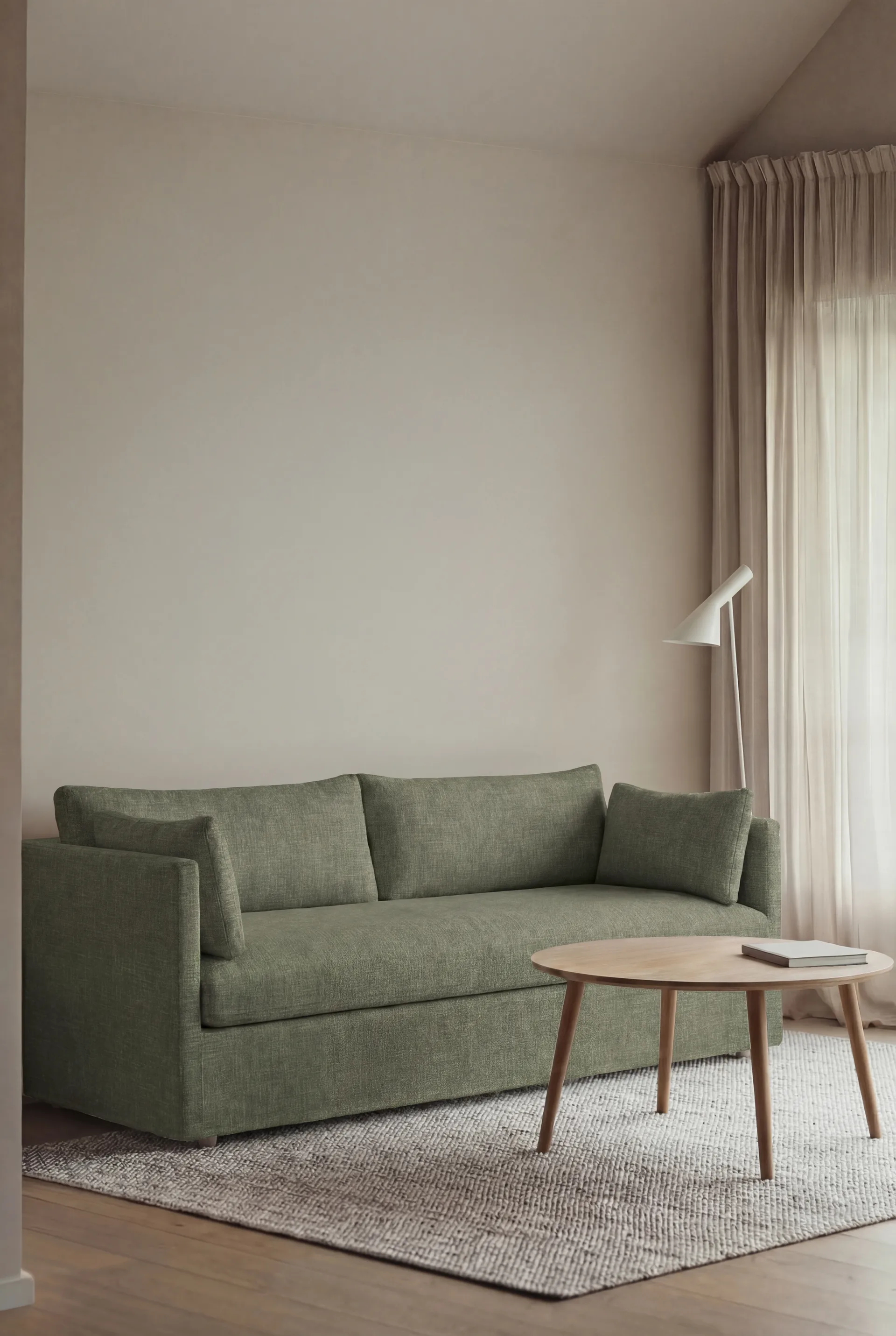 Linnevik καναπές, Same Forest 6677-Λευκή λαδωμένη δρυς, 3 θέσεων, με φούστα 1898