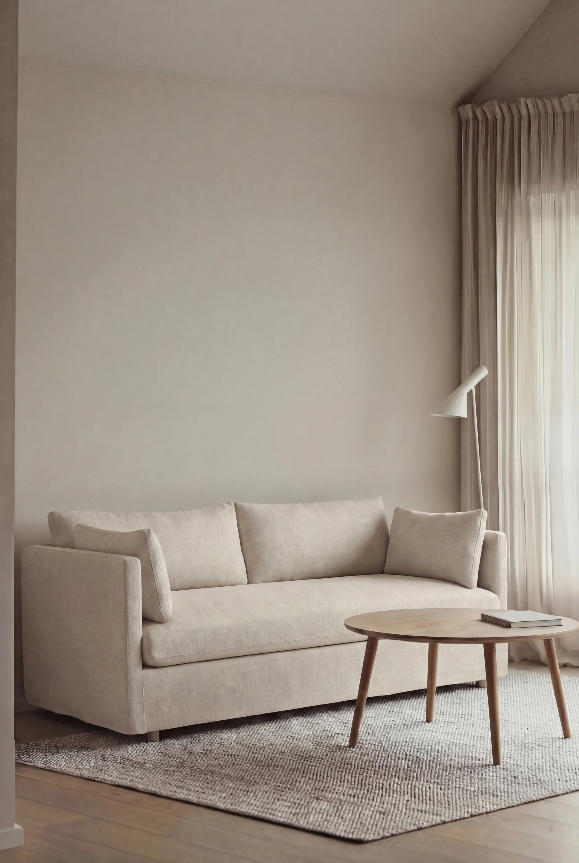 Linnevik καναπές, Same Off White 6671-Λευκή λαδωμένη δρυς, 2 θέσεων, με φούστα 1898