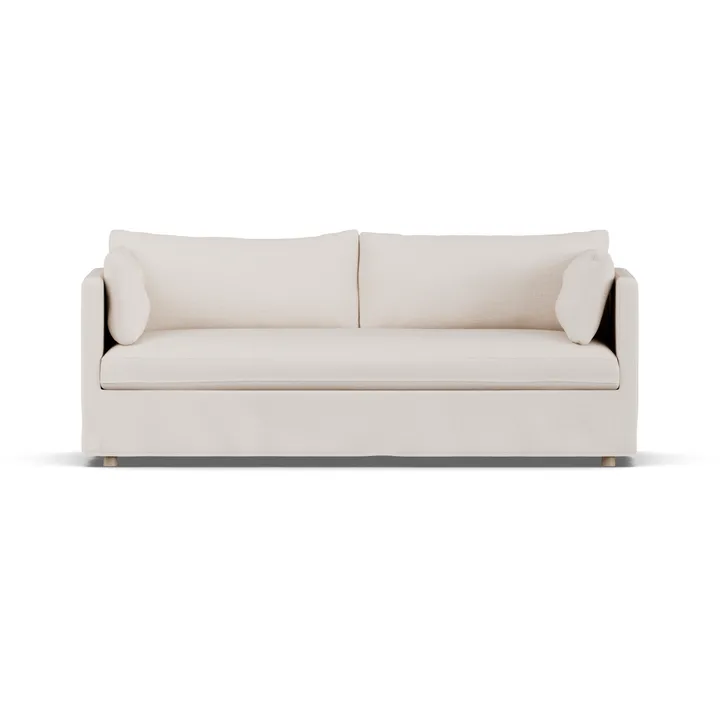 Linnevik καναπές - Same Off White 6671-Λευκή λαδωμένη δρυς, 3 θέσεων, με φούστα - 1898