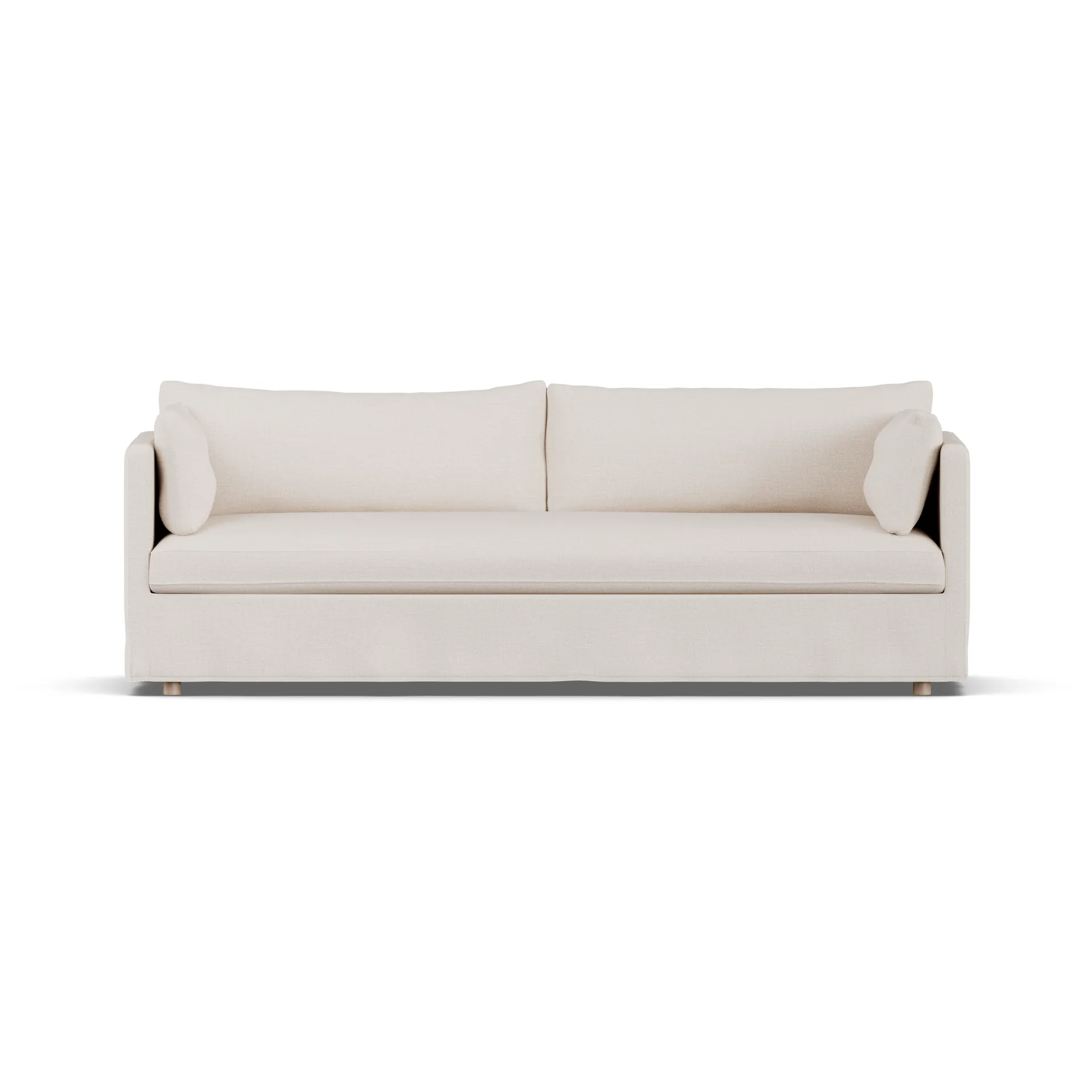Linnevik καναπές, Same Off White 6671-Λευκή λαδωμένη δρυς, 4 θέσεων, με φούστα 1898