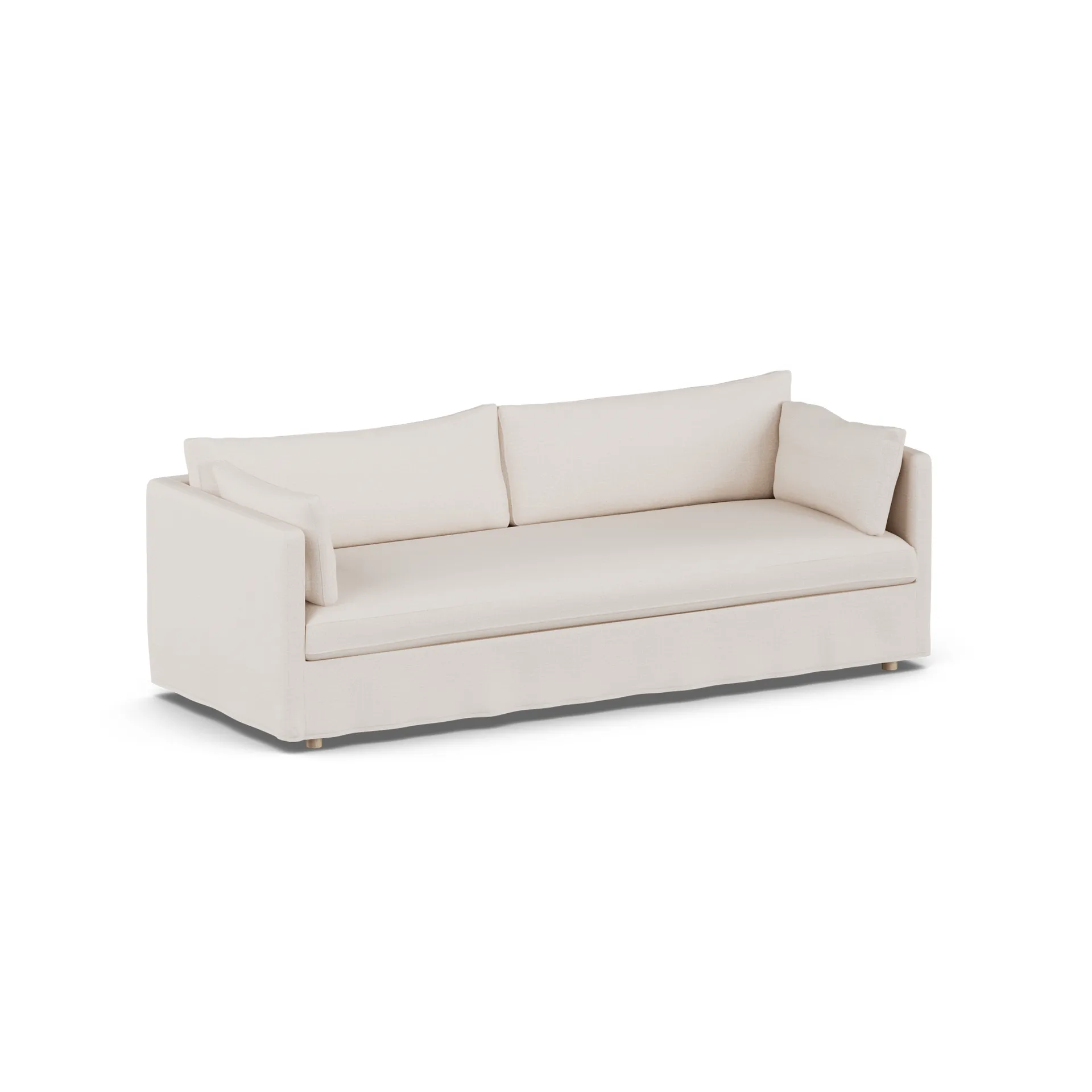 Linnevik καναπές, Same Off White 6671-Λευκή λαδωμένη δρυς, 4 θέσεων, με φούστα 1898