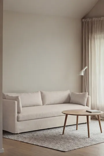 Linnevik καναπές - Same Off White 6671-Λευκή λαδωμένη δρυς, 4 θέσεων, με φούστα - 1898