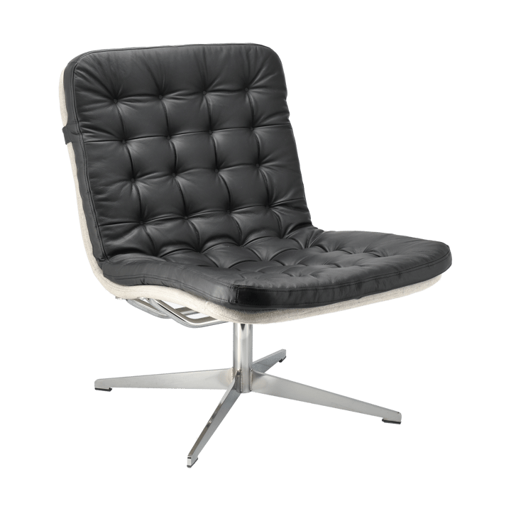 Πολυθρόνα Loholm με λειτουργία περιστροφής - Bern 0341 black leather – λευκώς λαδωμένη δρυς - 1898