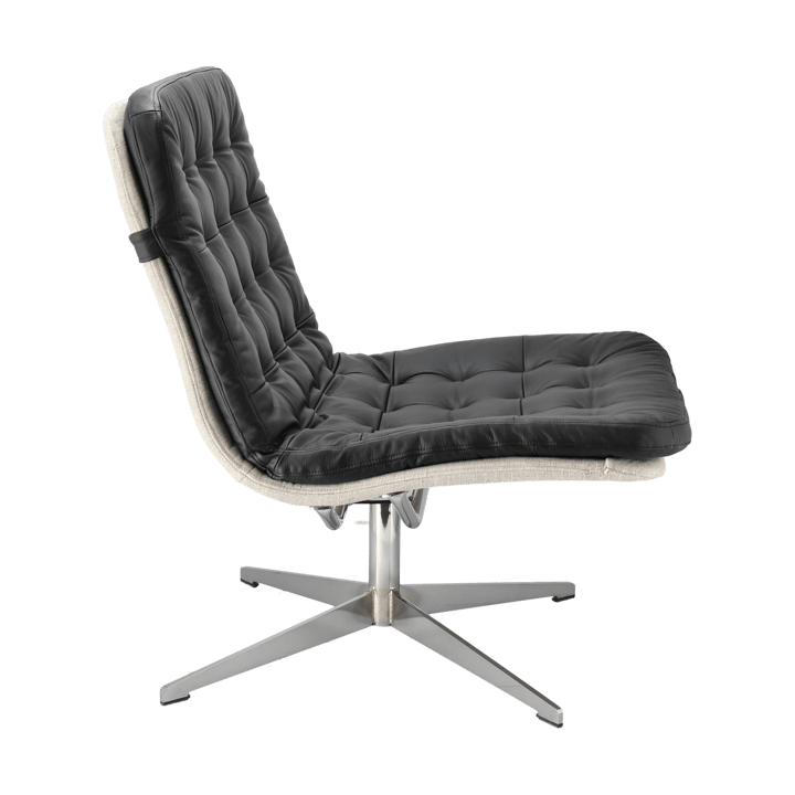 Πολυθρόνα Loholm με λειτουργία περιστροφής, Bern 0341 black leather – λευκώς λαδωμένη δρυς 1898