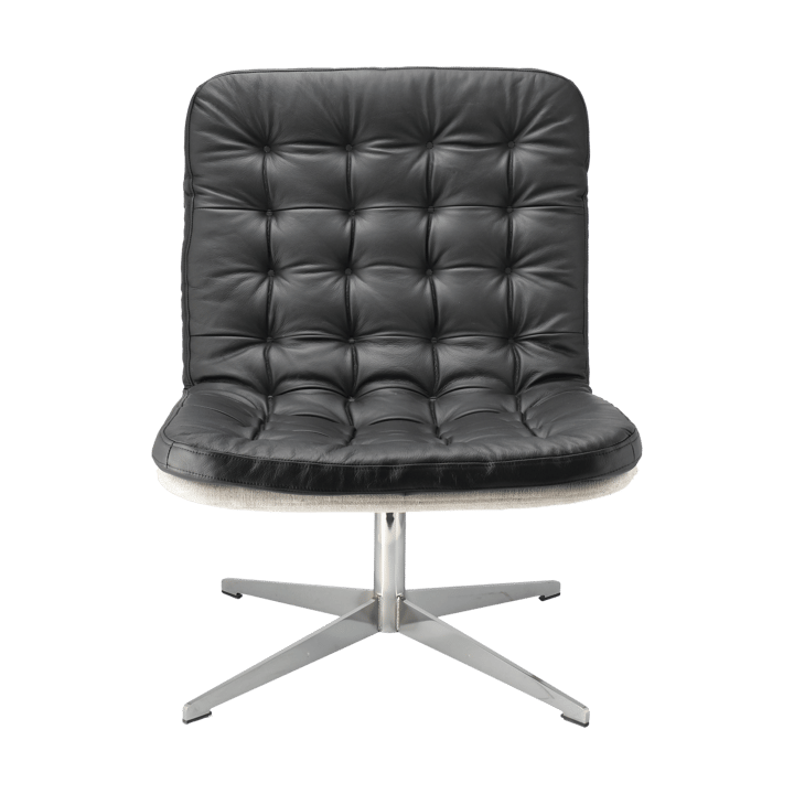 Πολυθρόνα Loholm με λειτουργία πε�ριστροφής, Bern 0341 black leather – λευκώς λαδωμένη δρυς 1898
