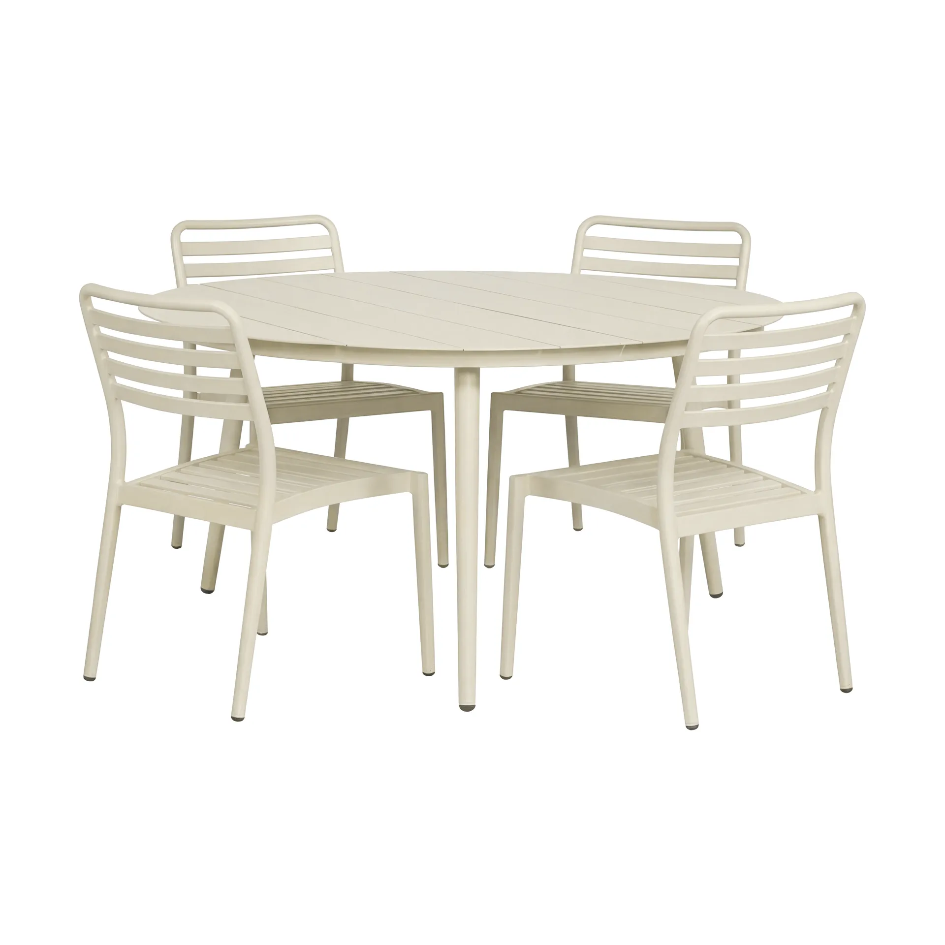Τραπέζι φαγητού Marsala Ø140 cm + 4 καρέκλες Messina, Off white,  1898