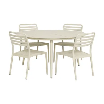 Τραπέζι φαγητού Marsala Ø140 cm + 4 καρέκλες Messina, Off white - 1898