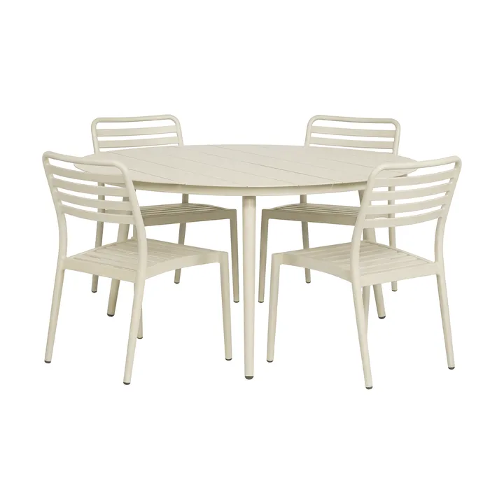 Τραπέζι φαγητού Marsala Ø140 cm + 4 καρέκλες Messina, Off white - 1898