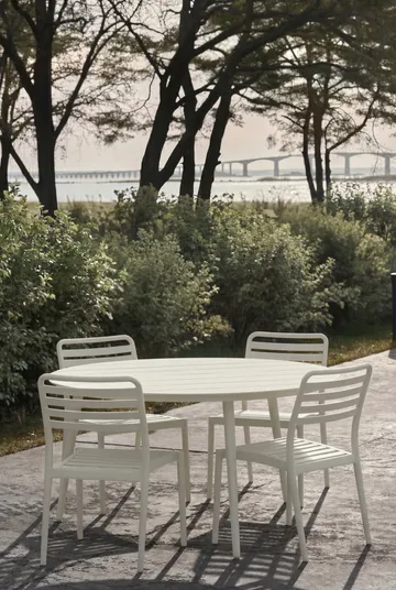 Τραπέζι φαγητού Marsala Ø140 cm + 4 καρέκλες Messina, Off white - 1898