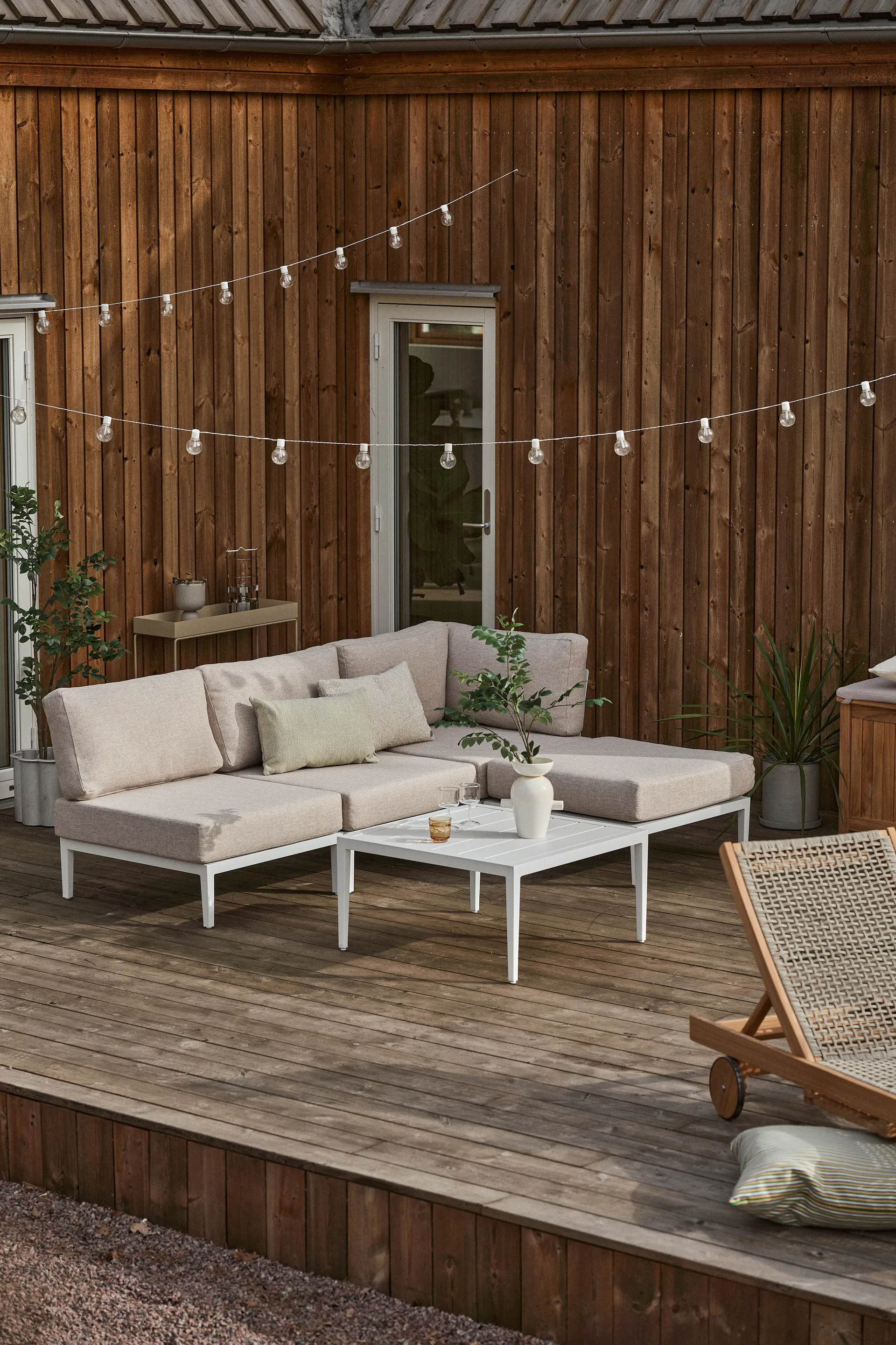 Σύνθετος καναπές Santander γωνιακή μονάδα, Λευκό-μπεζ 1898