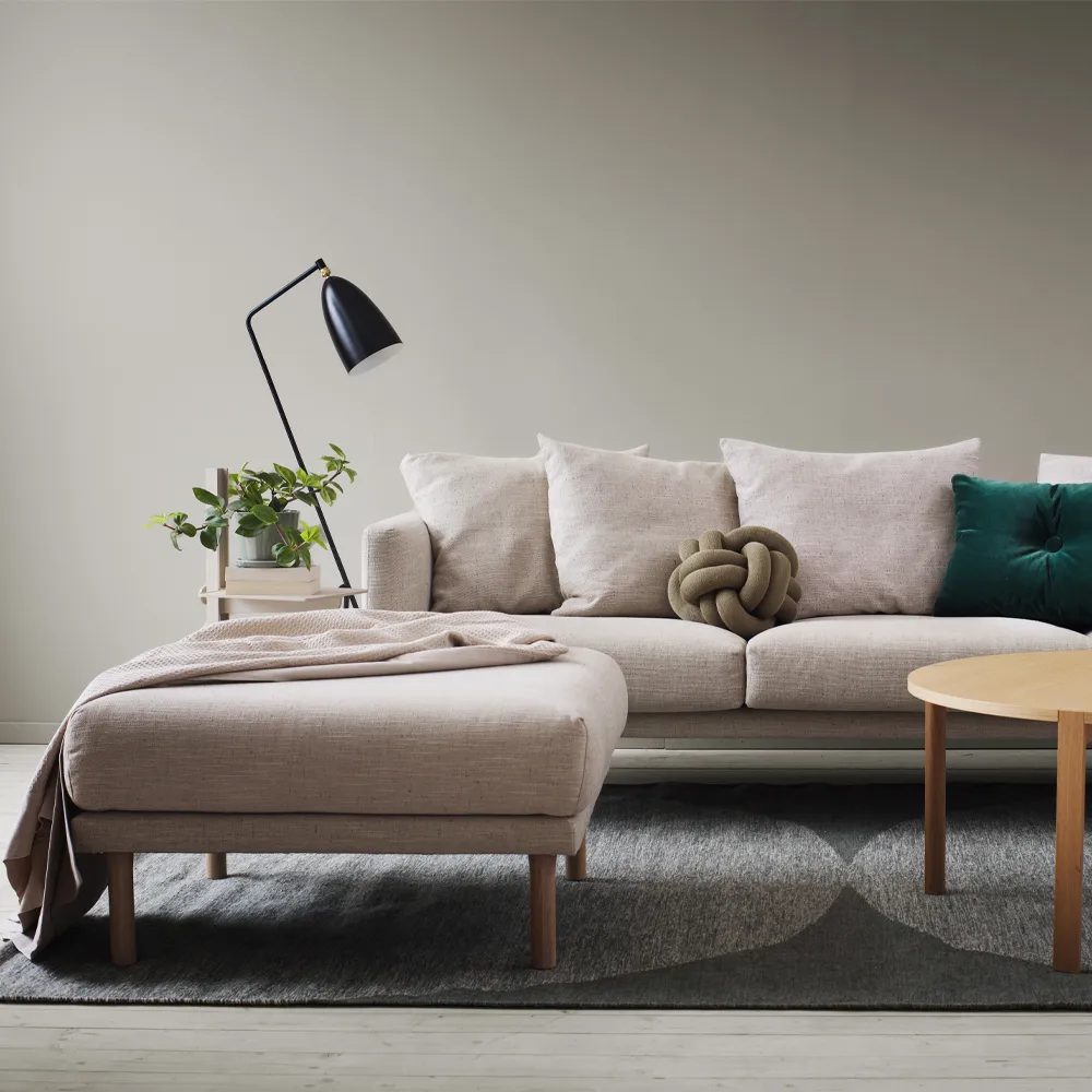 Sjövik υποπόδιο, Tyg Bern 0349, λευκό-πόδια από λαδωμένη δρυ 1898