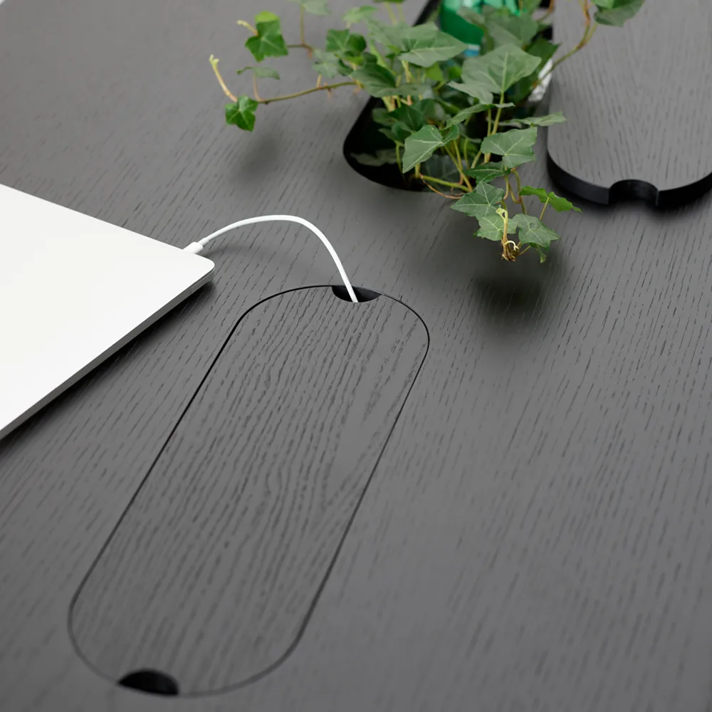 Γραφείο Connect, Δρυς χρωματισμένη μαύρη-μαύροι τροχοί-h90 A2