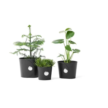 Γλάστρα, Hug - Δέρμα Tärnsjö μαύρο, Ø18x15 εκ. - A2