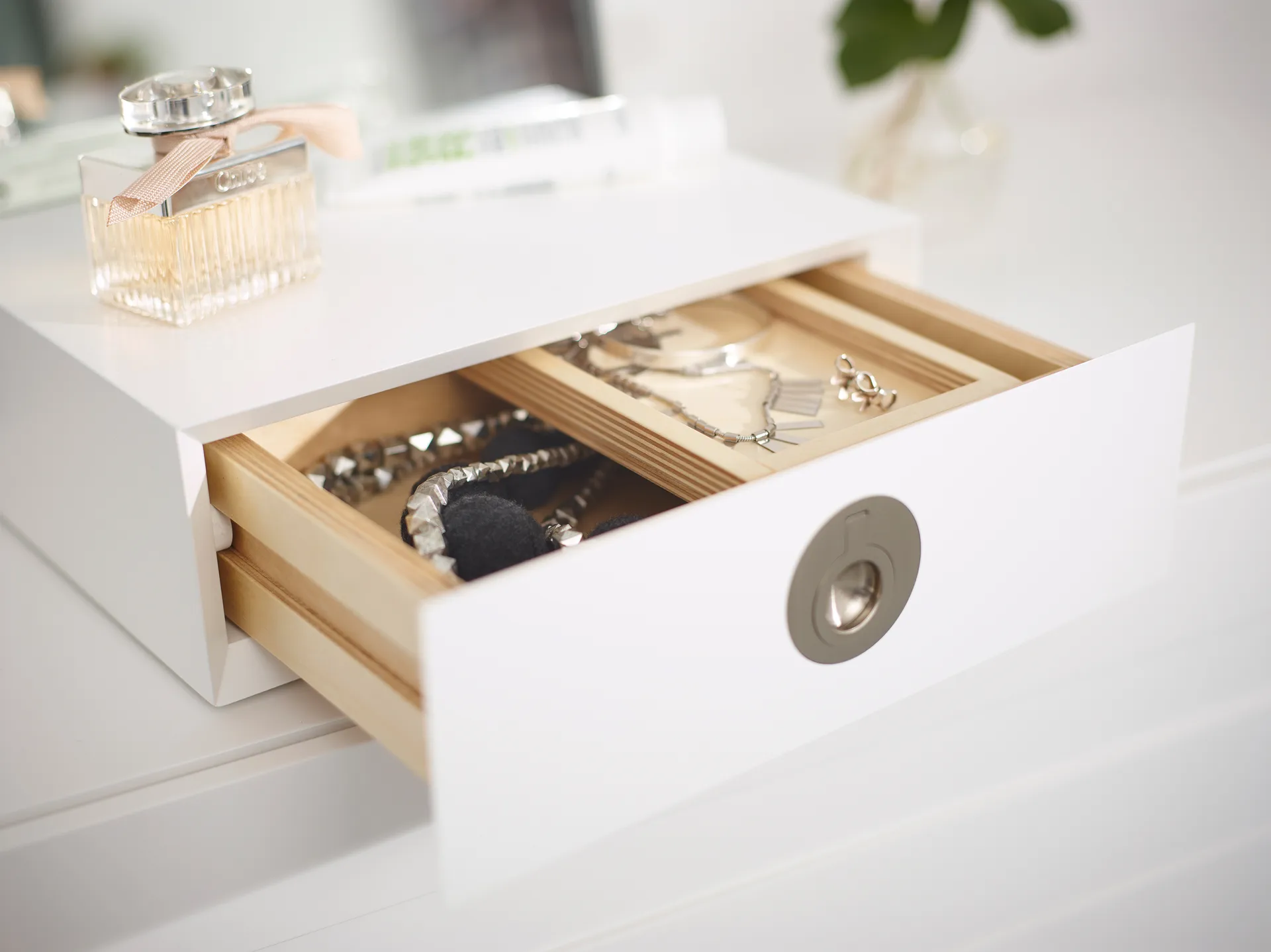 Me επιτραπέζιος καθρέφτης με αποθήκευση, Λευκό, 34x57x30 εκ. A2