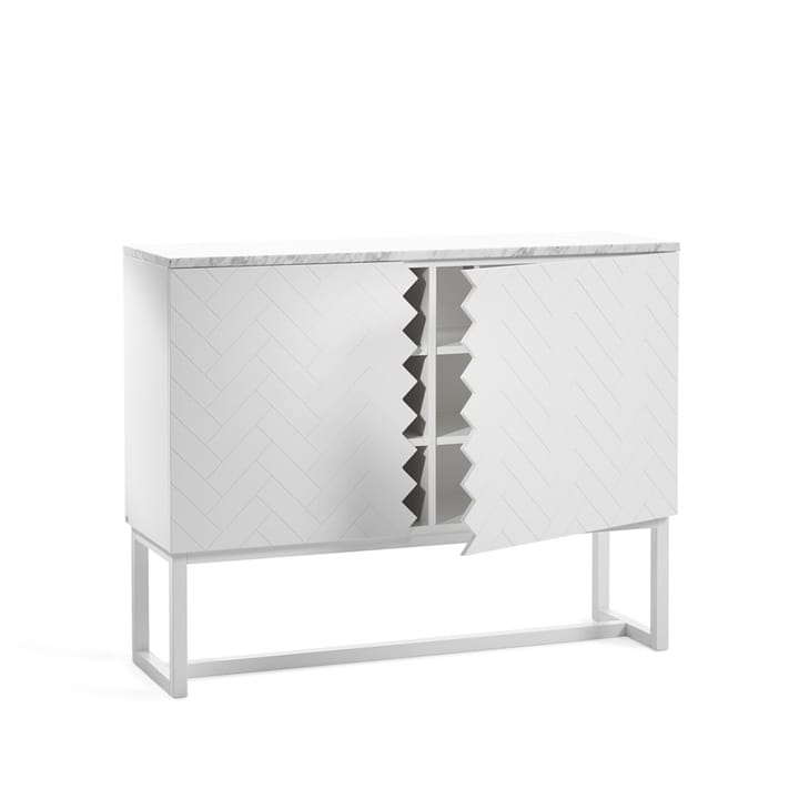 Βοηθητικό τραπέζι, Story - Λευκό, με λευκή μαρμάρινη επιφάνεια, λευκή βάση - A2