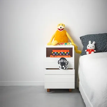 Λευκό κομοδίνο - Πόδια από δρυ - A2