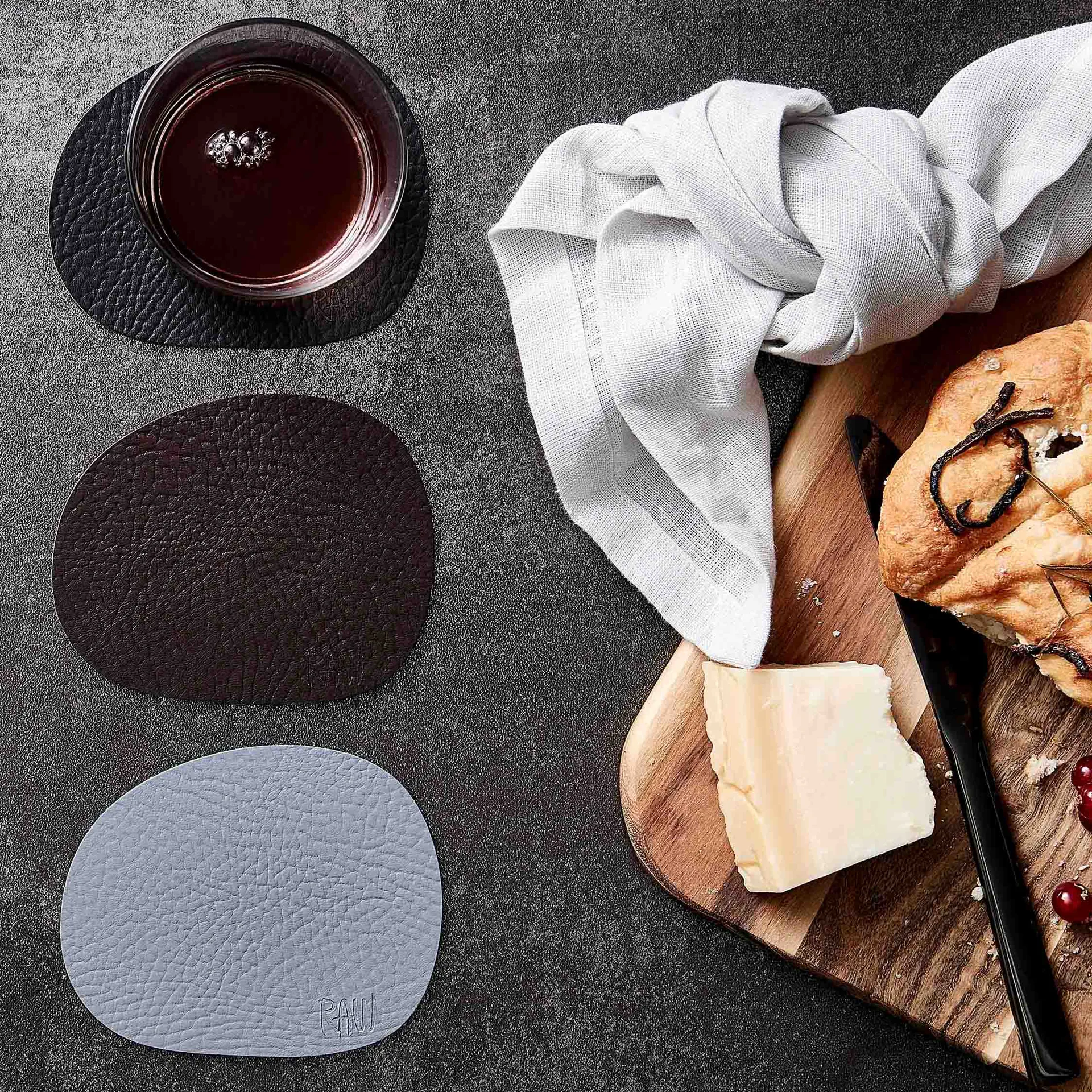 Raw σουβέρ δερμάτινο συσκευασία 6 τεμαχίων, Γκρί του βούβαλου (γκρι) Aida