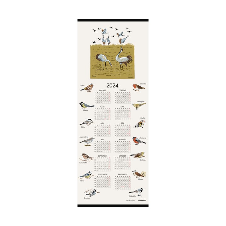 Ημερολόγιο 2024 με σουηδικά πουλιά - 35x90 εκ - Almedahls