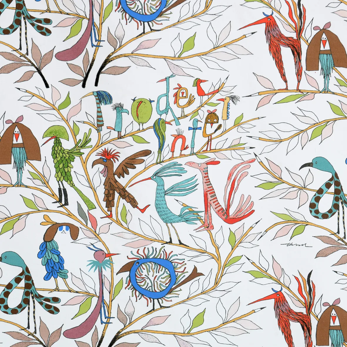 Fåglarna berättar ύφασμα, πολύχρωμο Almedahls