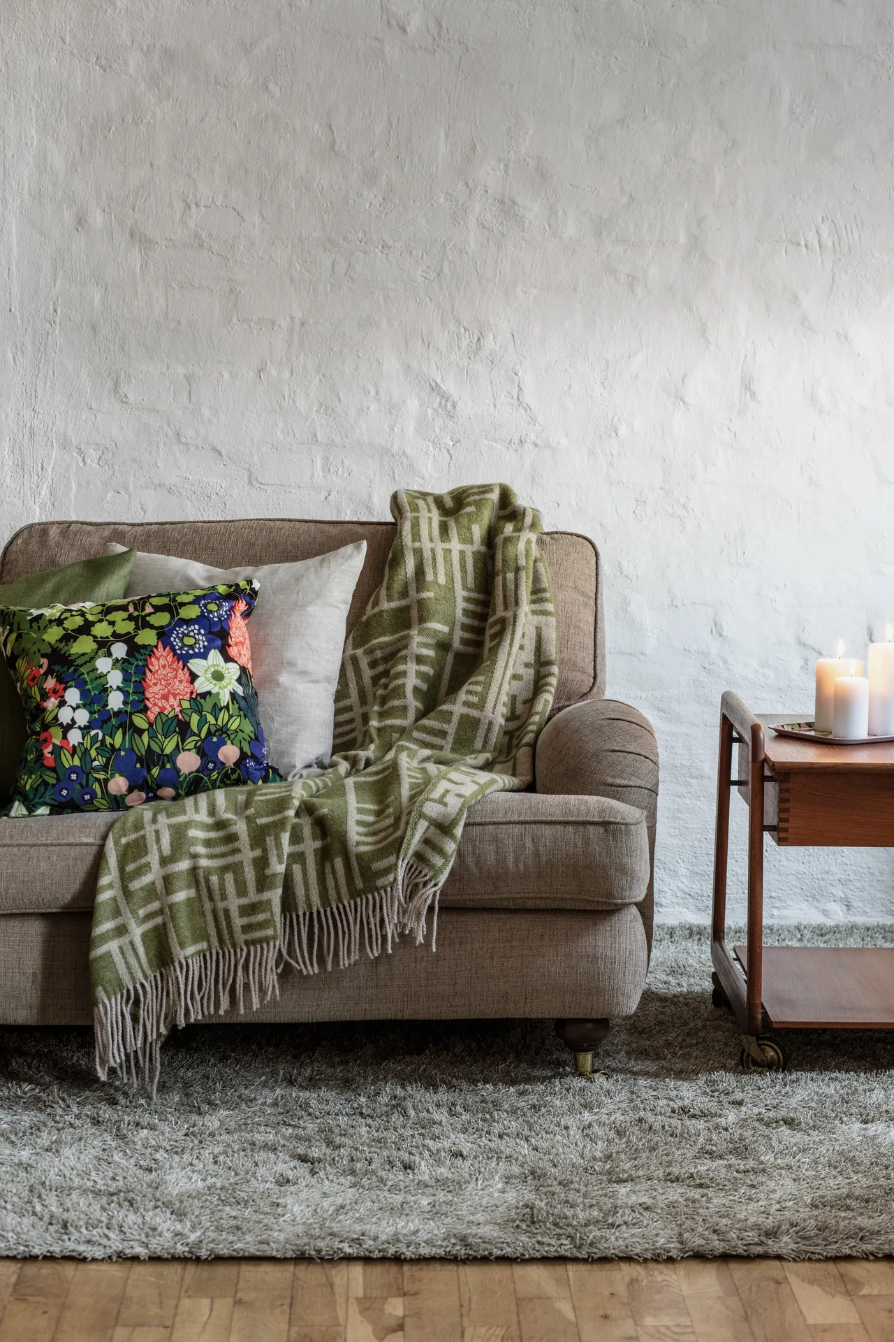 Pickepin ριχτάρι 130x170 cm, Μοσπράσινο-μπεζ Almedahls