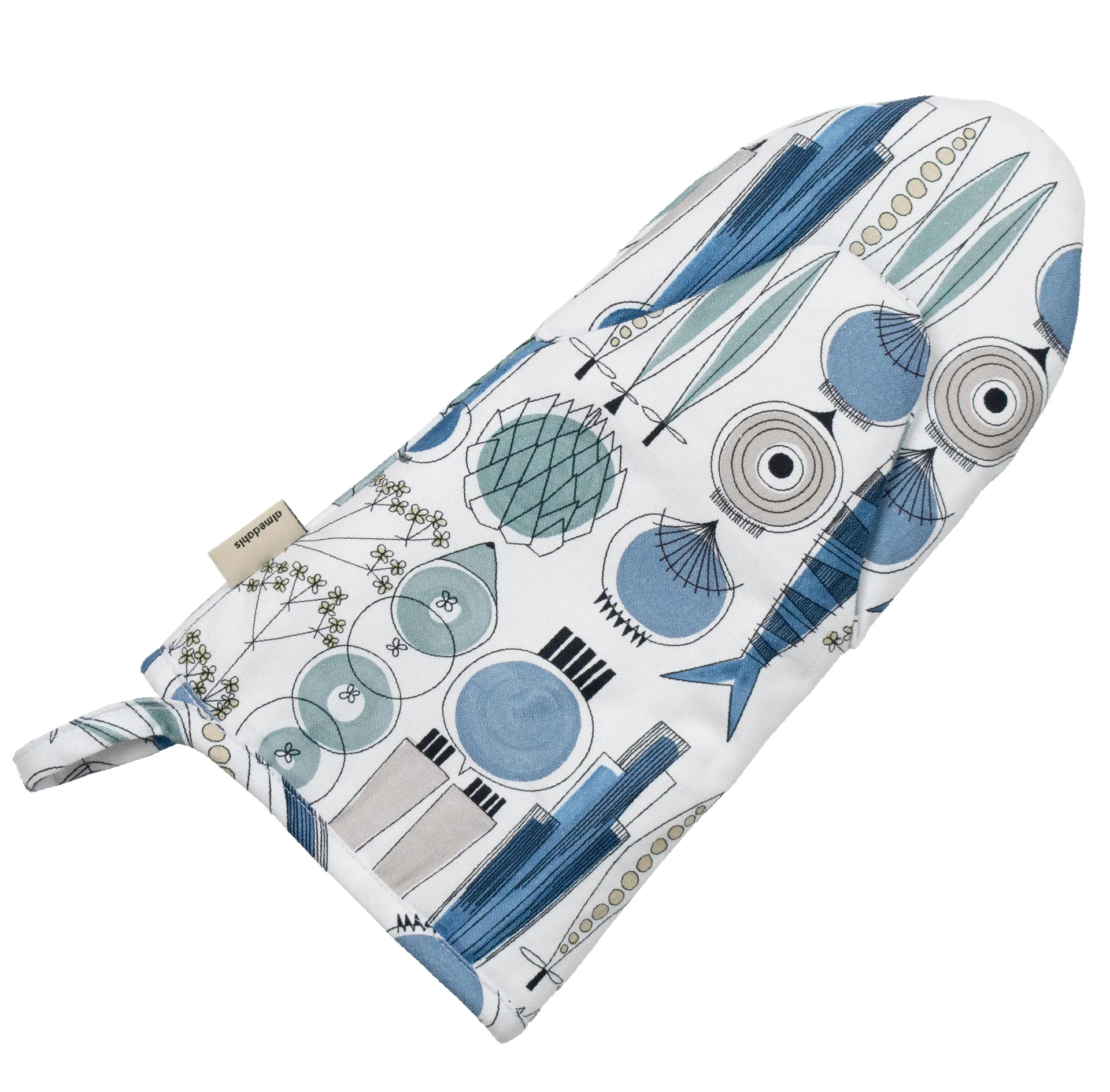 Picknick γάντι φούρνου μικρό μοτίβο, Μπλε-μπεζ Almedahls