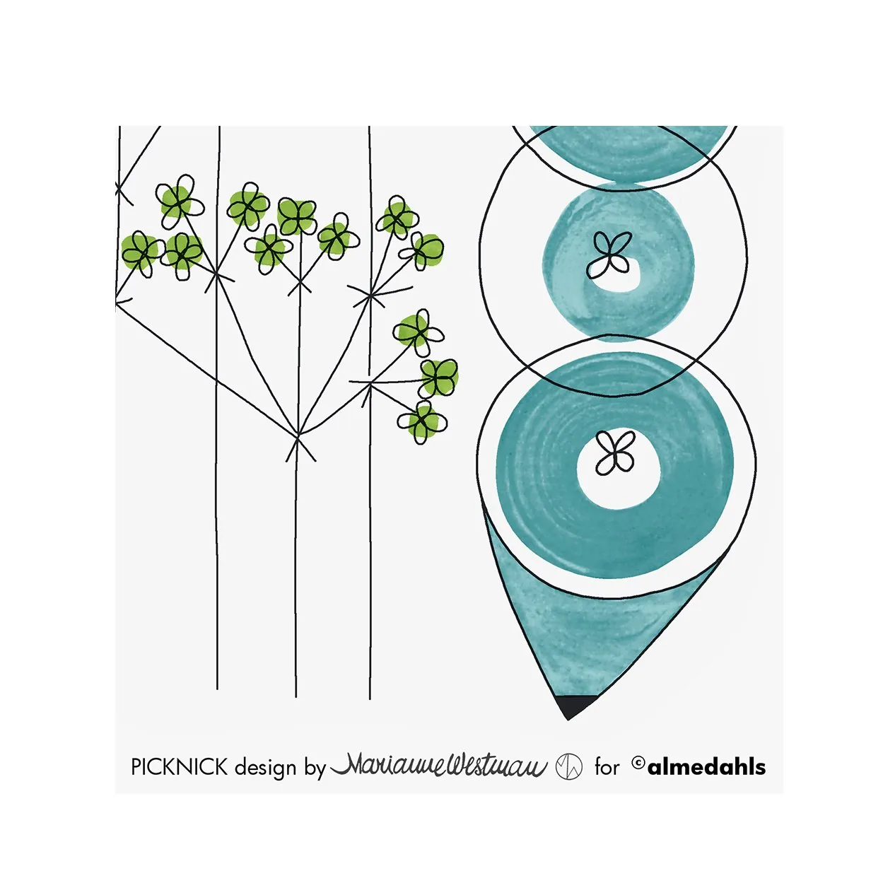 Picknick χαρτοπετσέτες Συσκευασία 20 τεμαχίων, Μπλε-λευκό Almedahls