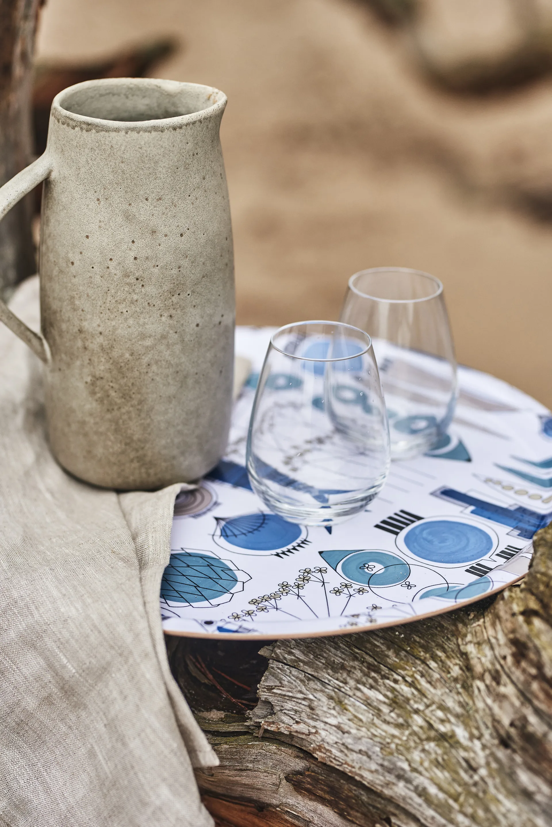 Δίσκος Picknick Ø38 cm, Μπλε-μπεζ Almedahls