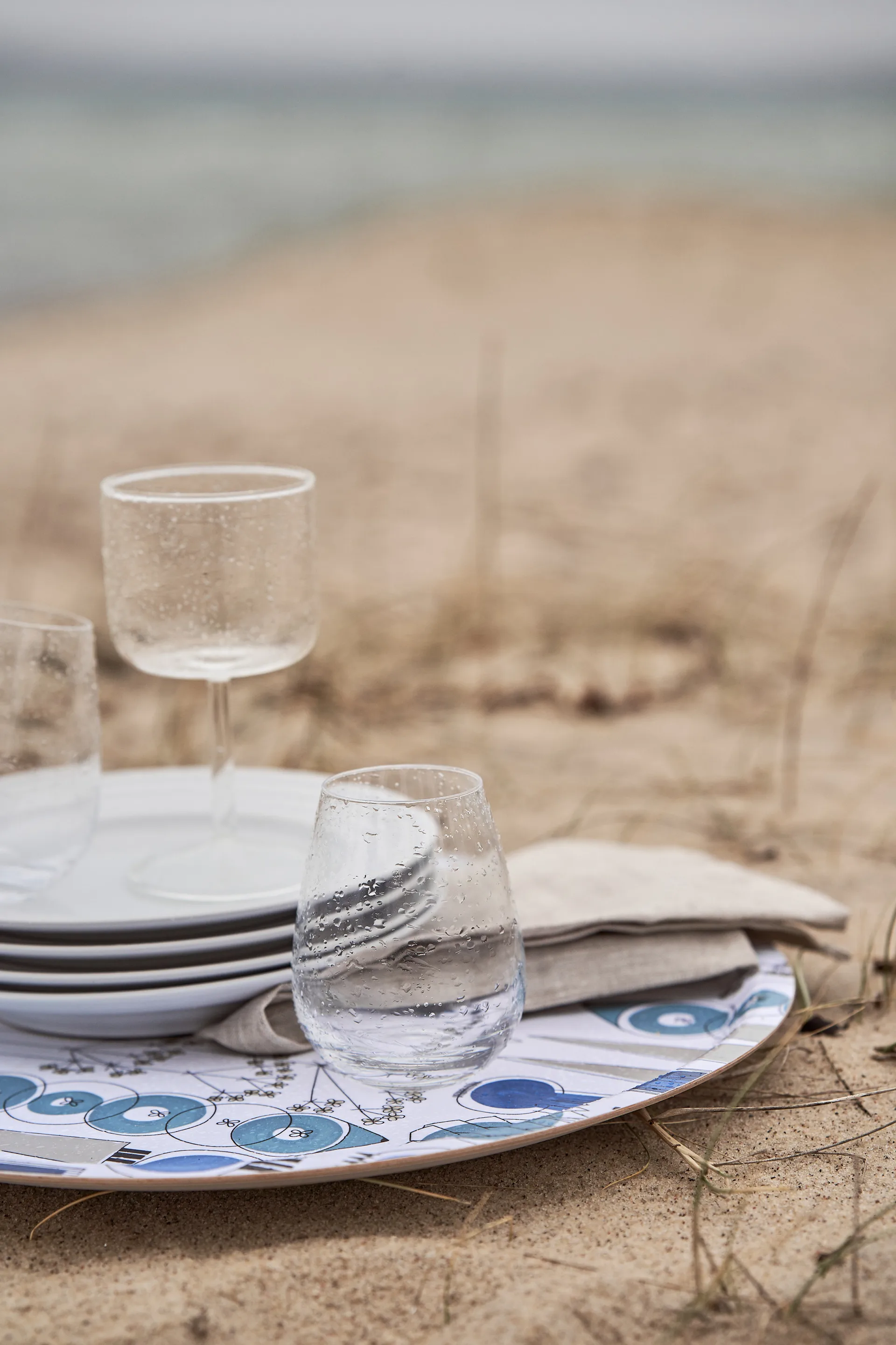 Δίσκος Picknick Ø38 cm, Μπλε-μπεζ Almedahls