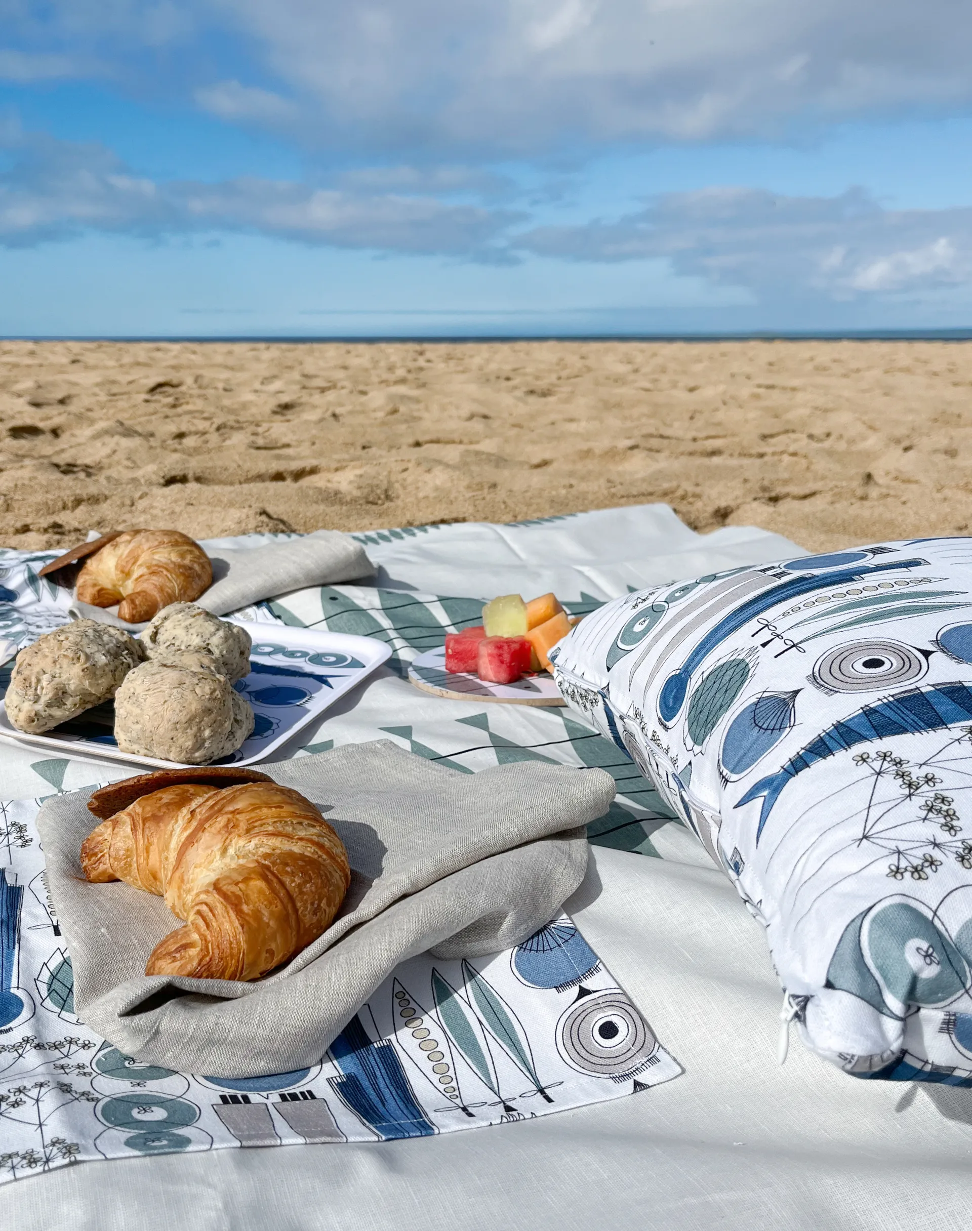 Μαξιλαροθήκη, Picknick, 47x47 εκ, Μπλε-μπεζ Almedahls