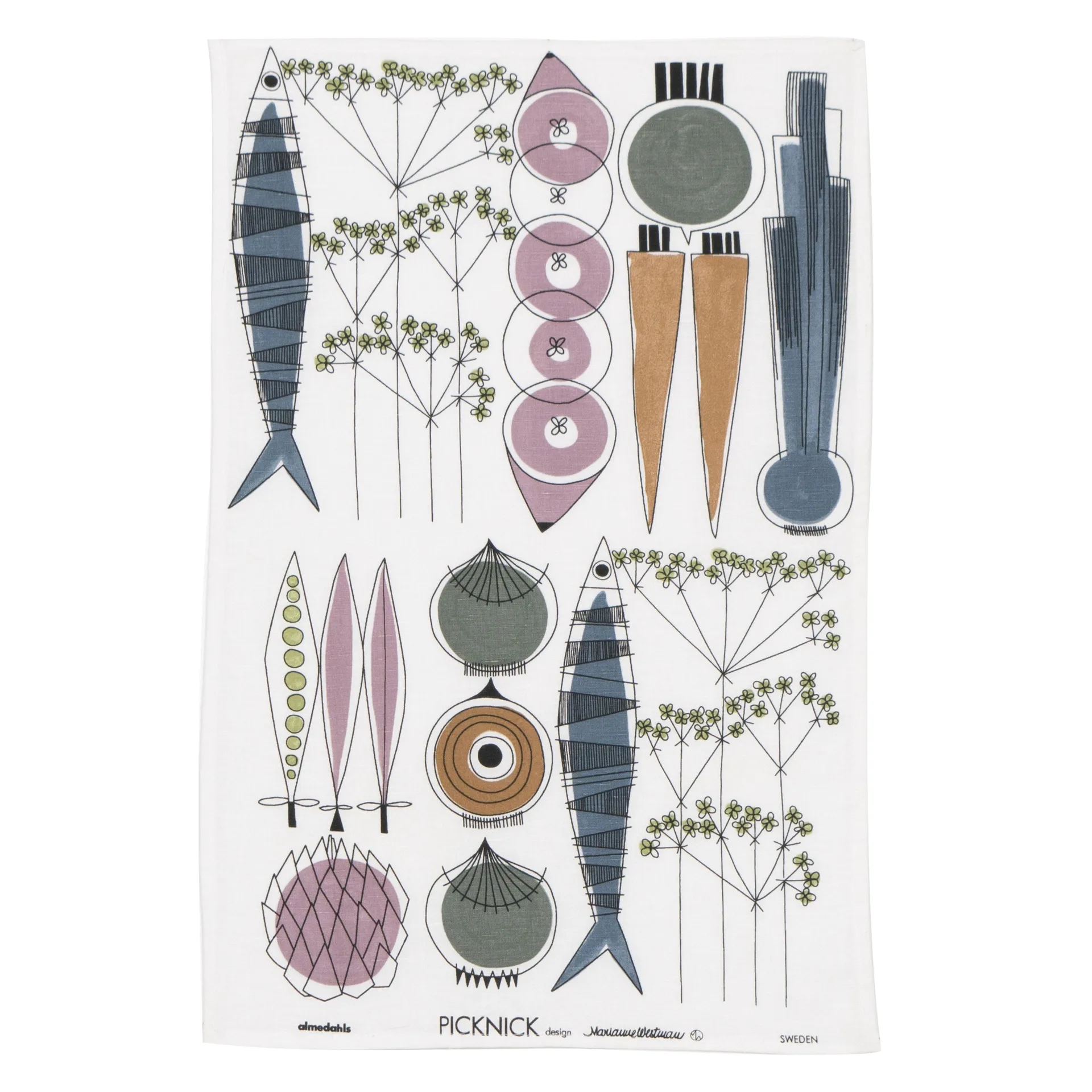 Picknick πετσέτα κουζίνας, μπλε/ροζ Almedahls