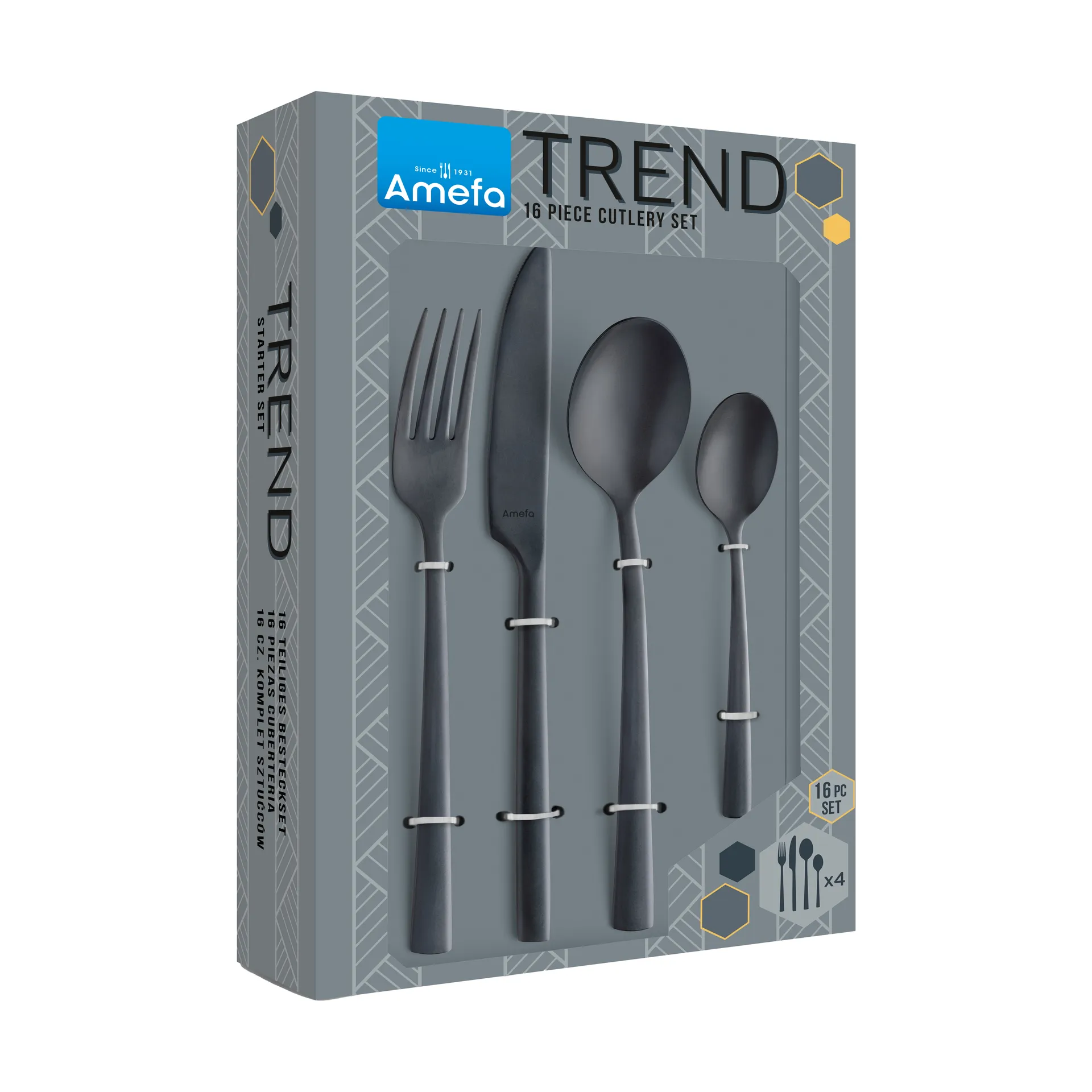 Σετ μαχαιροπήρουνων Manille Vintage 16 τεμαχίων, Μαύρο Amefa