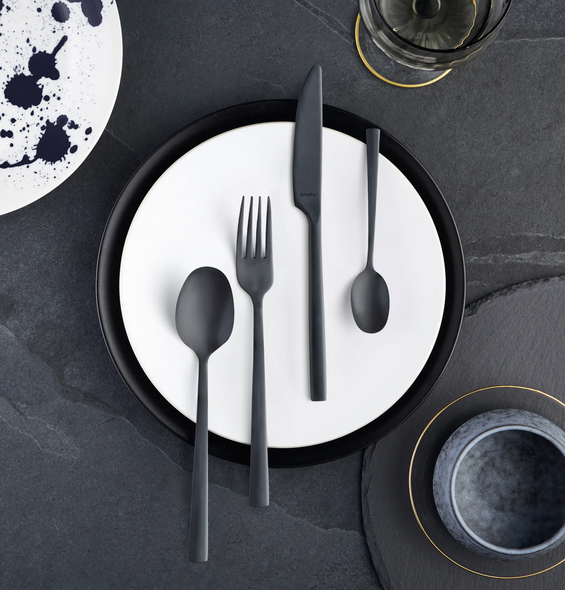 Σετ μαχαιροπήρουνων Manille Vintage 16 τεμαχίων, Μαύρο Amefa