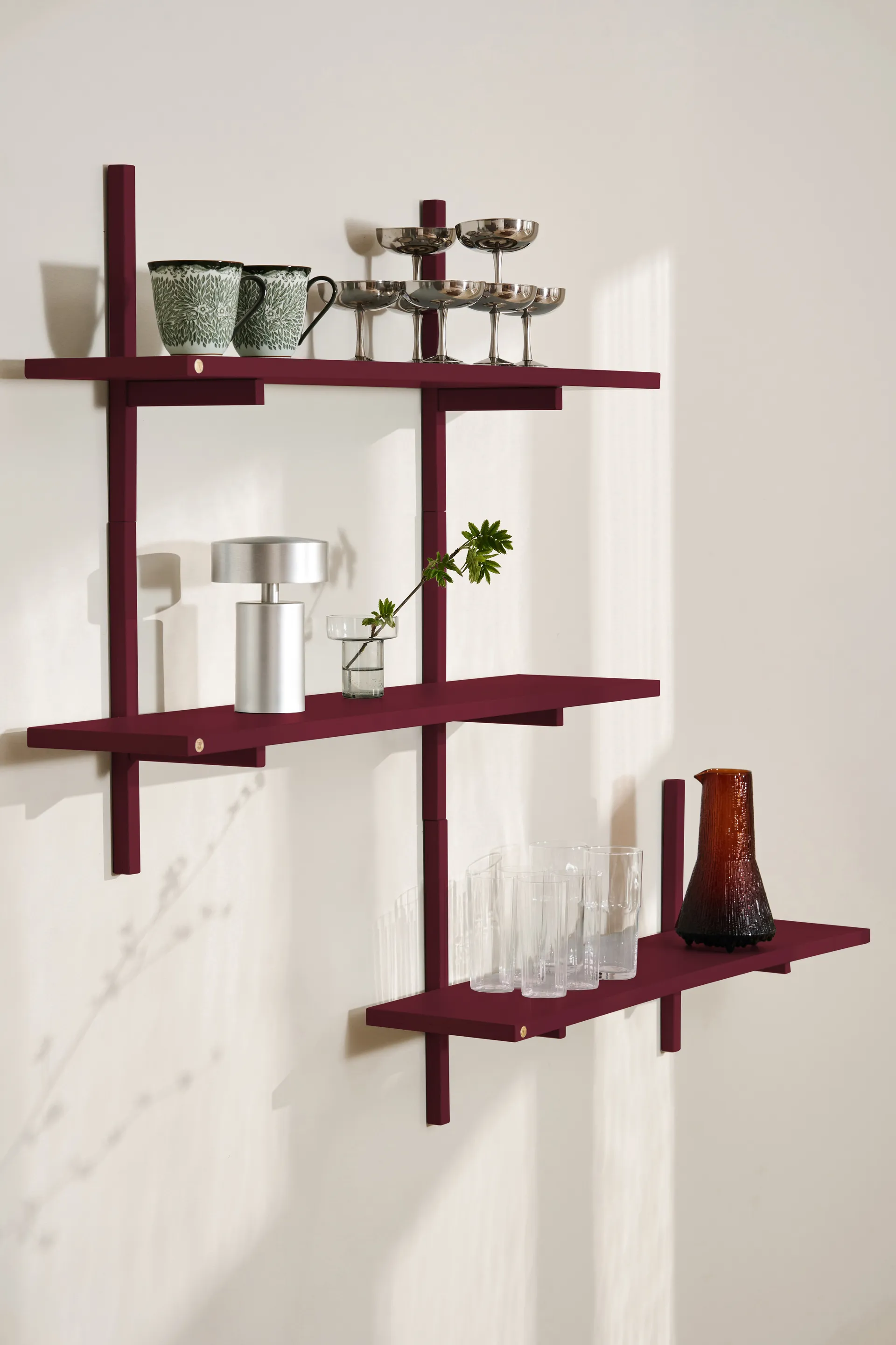 A-Light Shelf ράφι τοίχου Special Edition, Wine red 90x21x35 cm Andersen Furniture