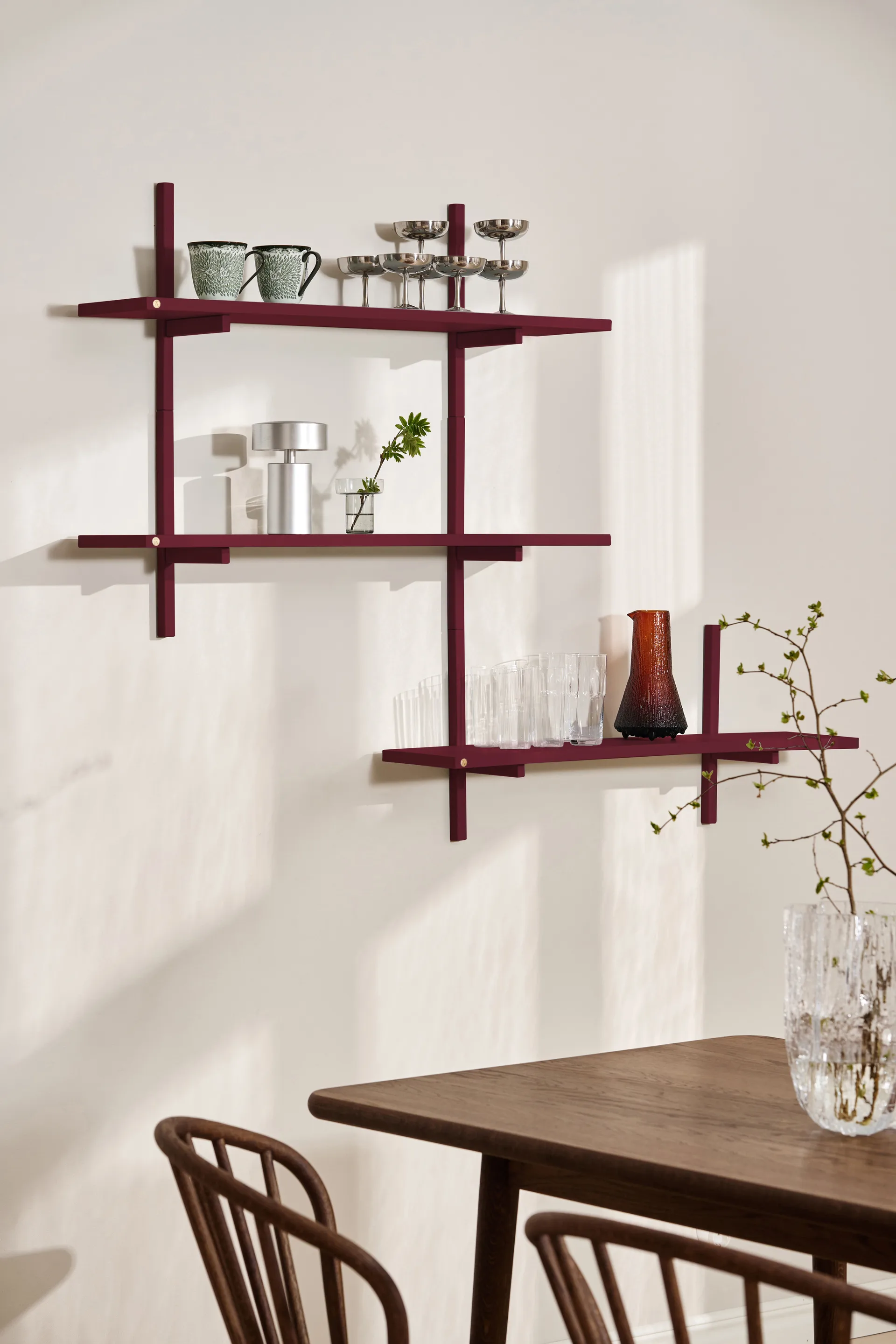 A-Light Shelf ράφι τοίχου Special Edition, Wine red 90x21x35 cm Andersen Furniture