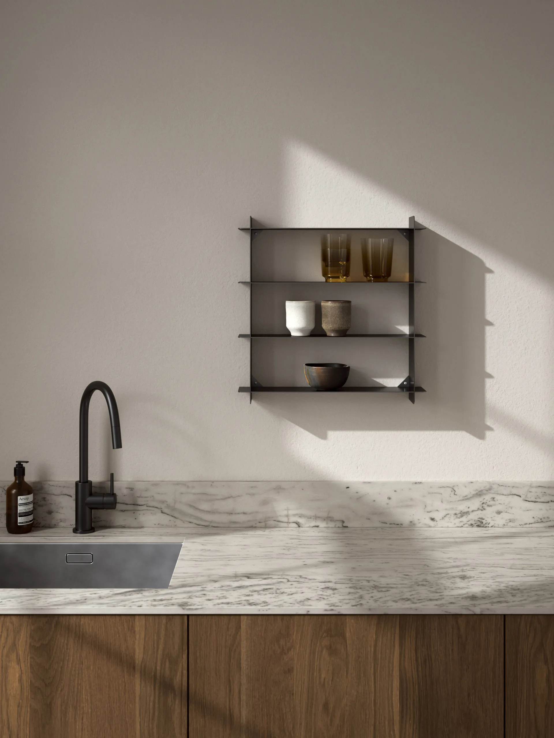 Division ράφι τοίχου, Black steel, 45x45x10 cm Andersen Furniture