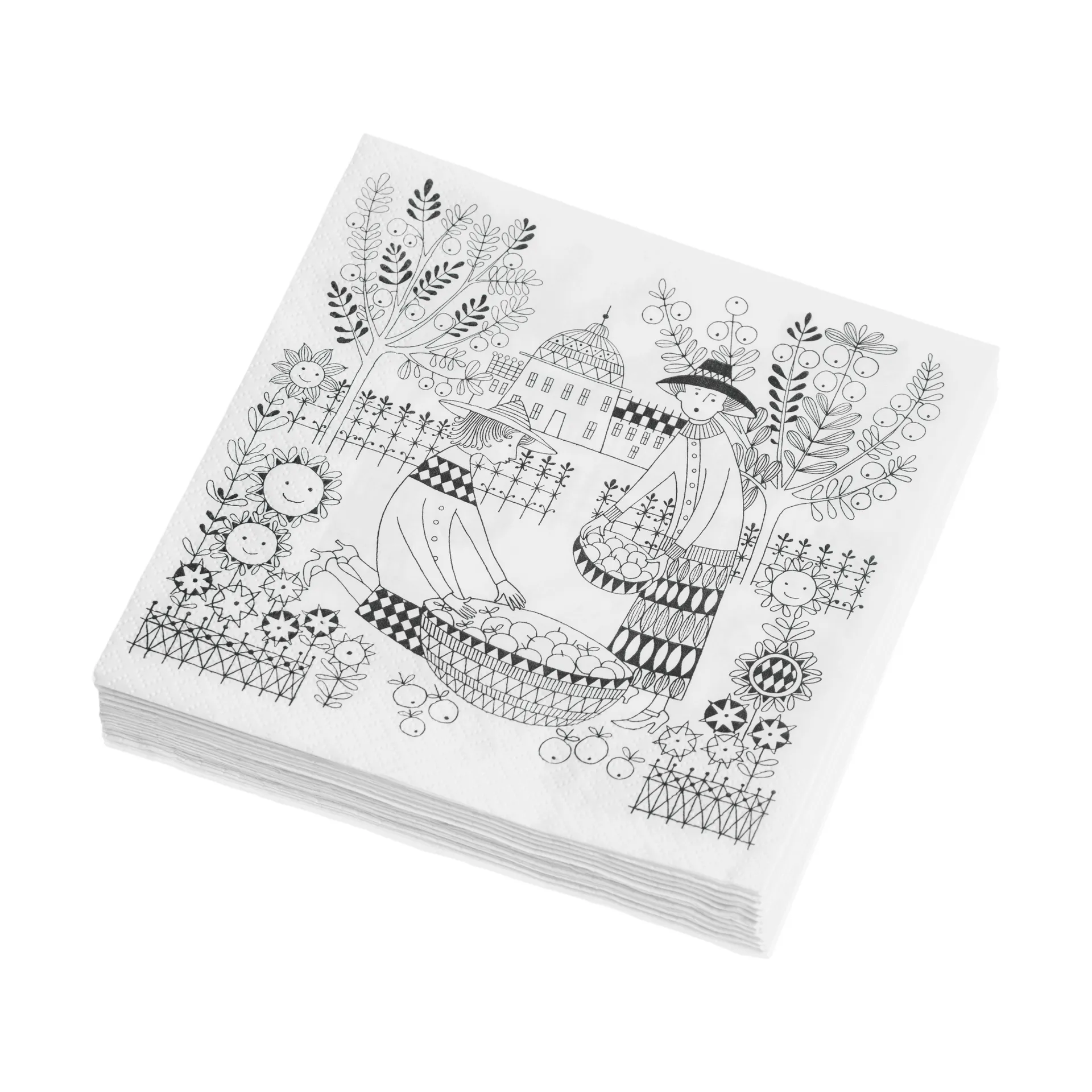 Emilia χαρτοπετσέτες 33x33 εκ. πακέτο 20 τεμαχίων, Μαύρο-άσπρο Arabia