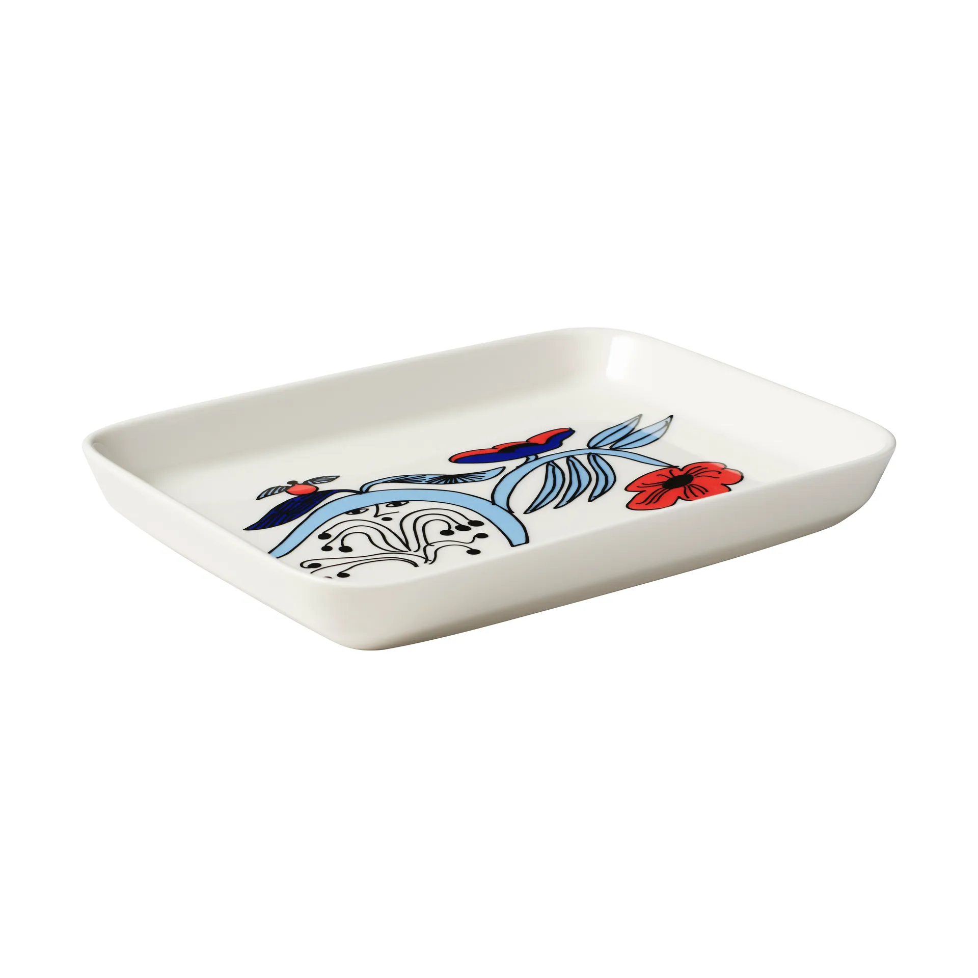 Puutarhurit πιάτο μικρό 15x19 cm, Μπλε-λευκό-κόκκινο Arabia