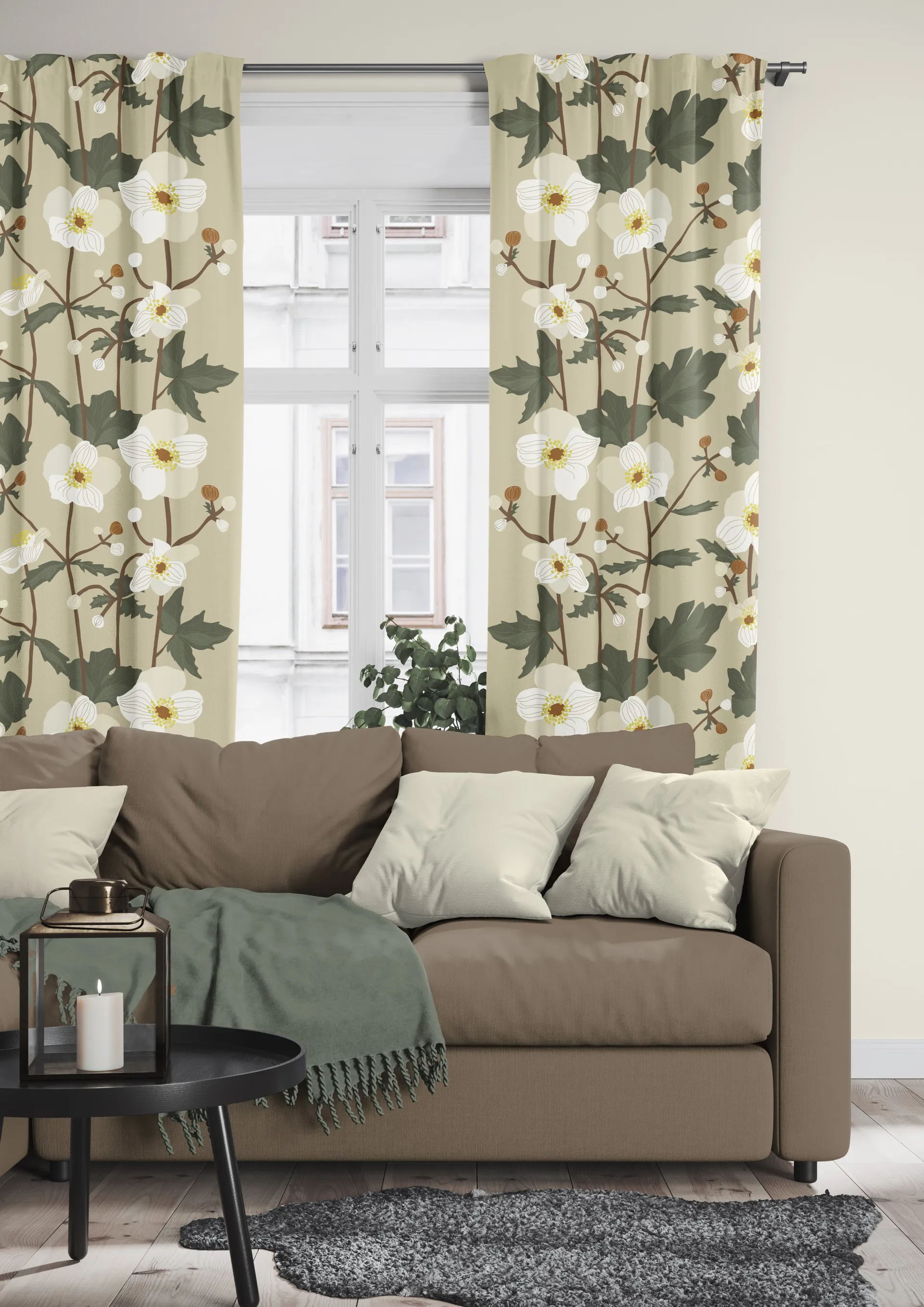 Ύφασμα Anemon, Μπεζ Arvidssons Textil