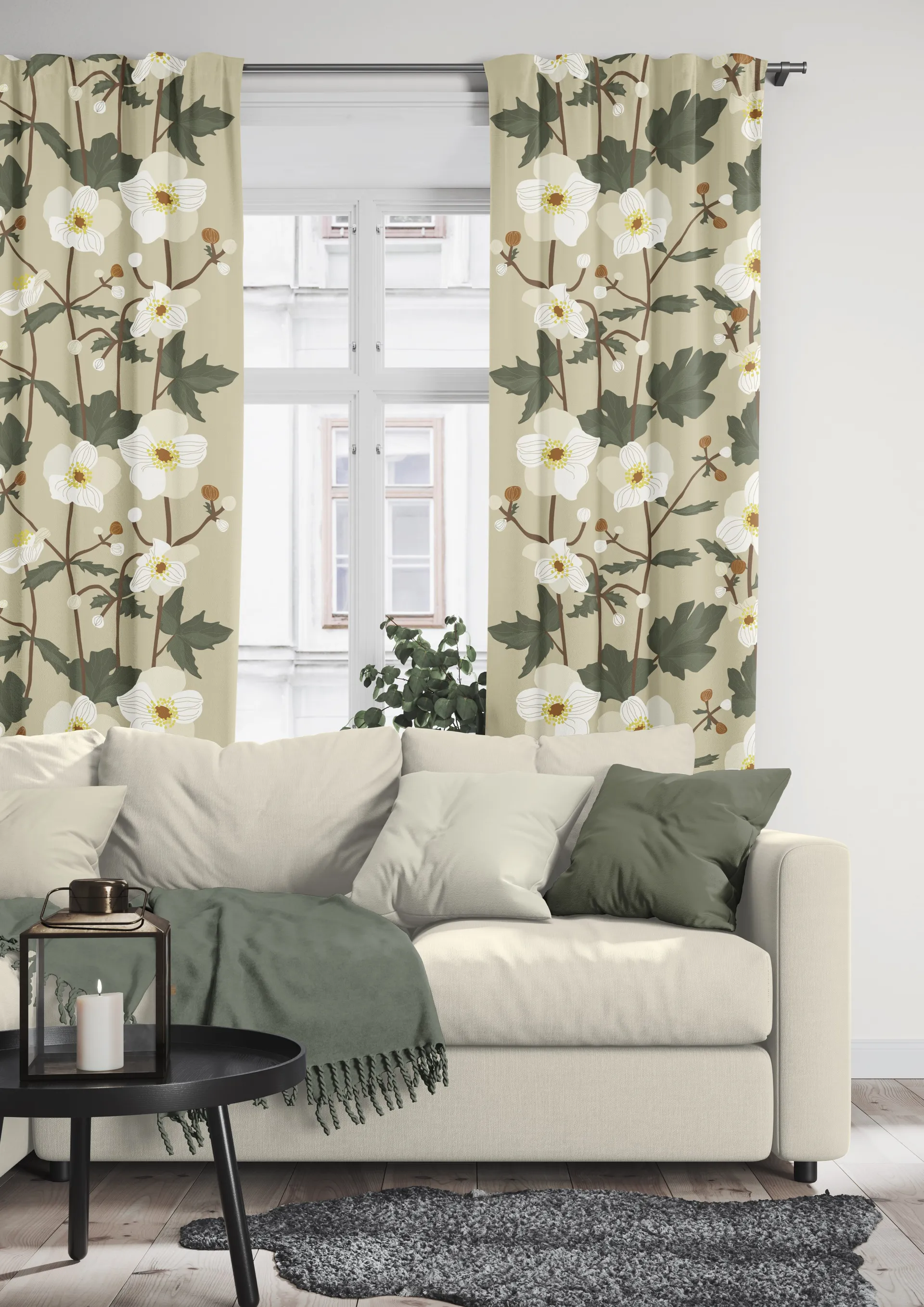 Ύφασμα Anemon, Μπεζ Arvidssons Textil