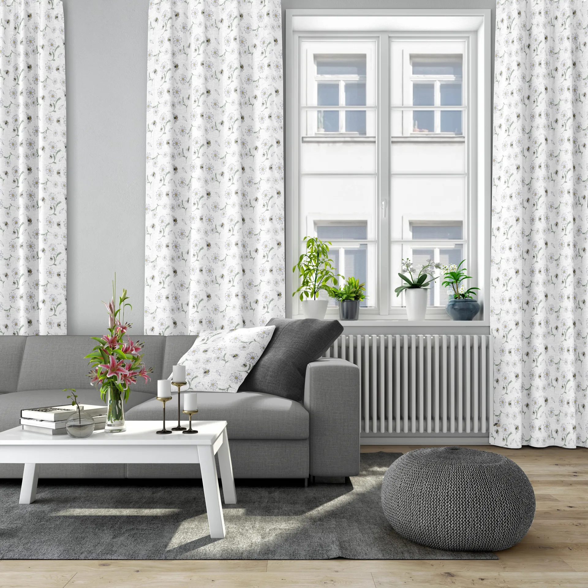 Blomstersurr ύφασμα, Μπεζ Arvidssons Textil