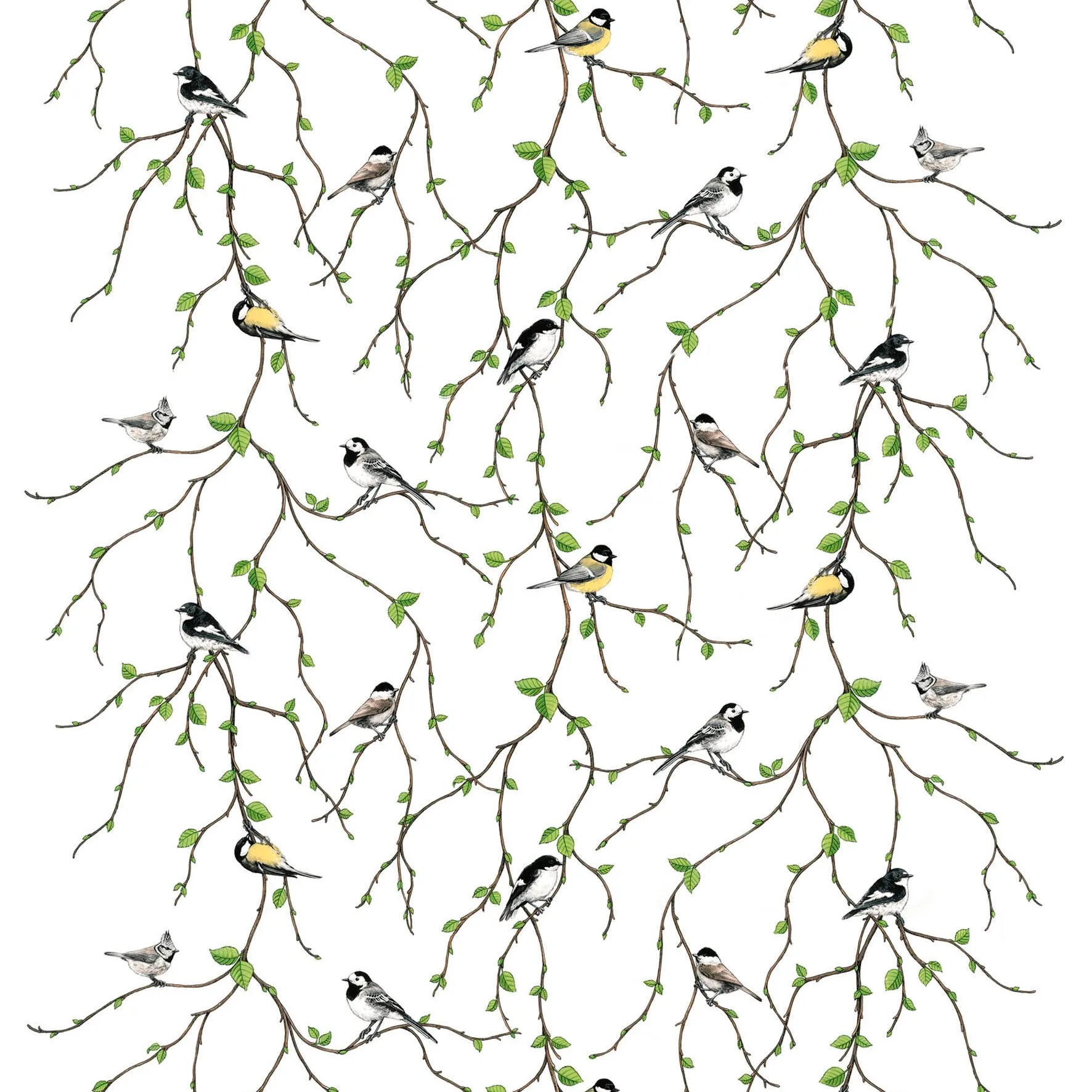 Fågelfest ύφασμα, πολύχρωμο Arvidssons Textil